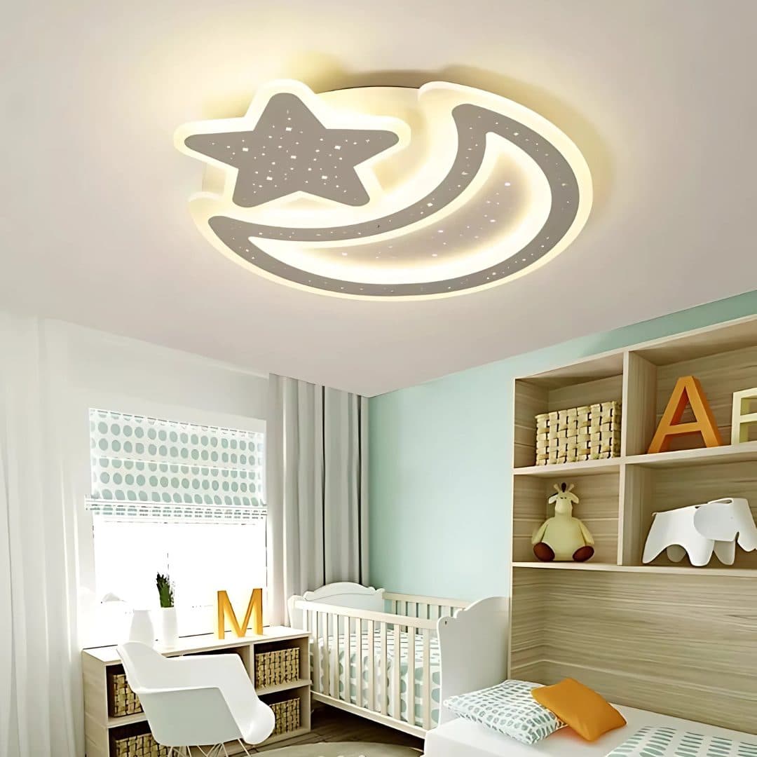 Lustra LED Flippy Nova, forma Luna si Stea, 89W, Dimabil, Alb — imagine 7
