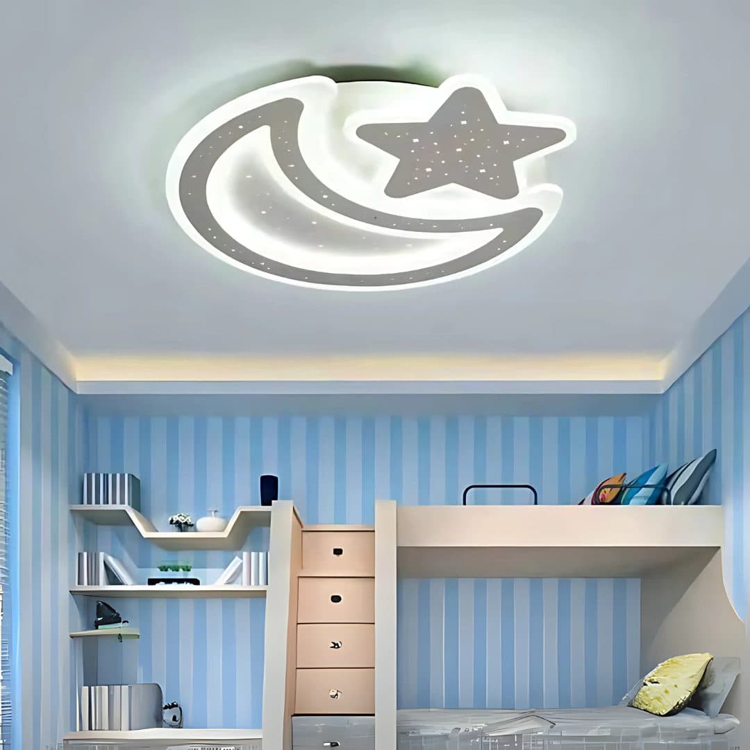 Lustra LED Flippy Nova, forma Luna si Stea, 89W, Dimabil, Alb — imagine 8