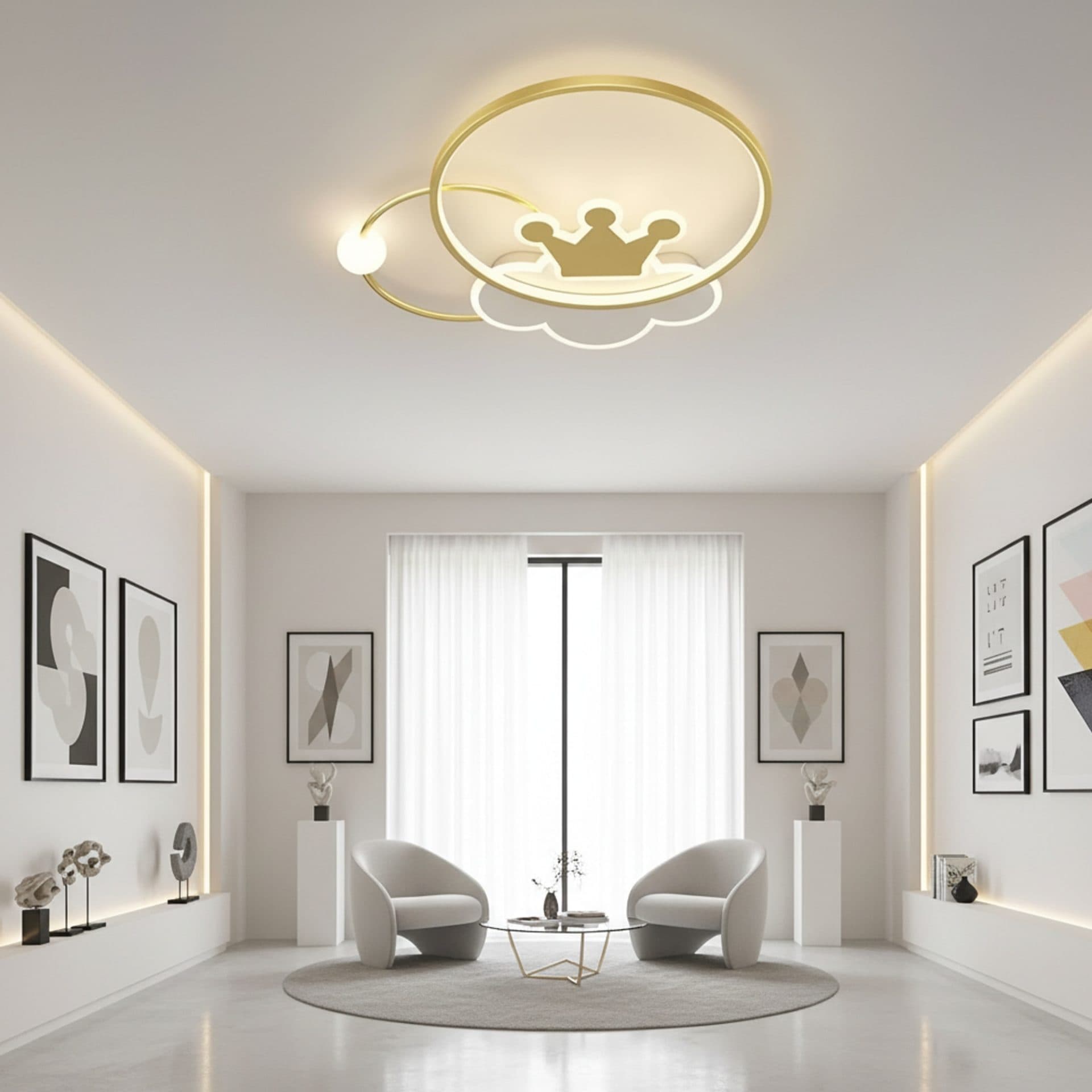 Lustra LED Flippy Rafael 58W Dimabila Auriu — imagine 1