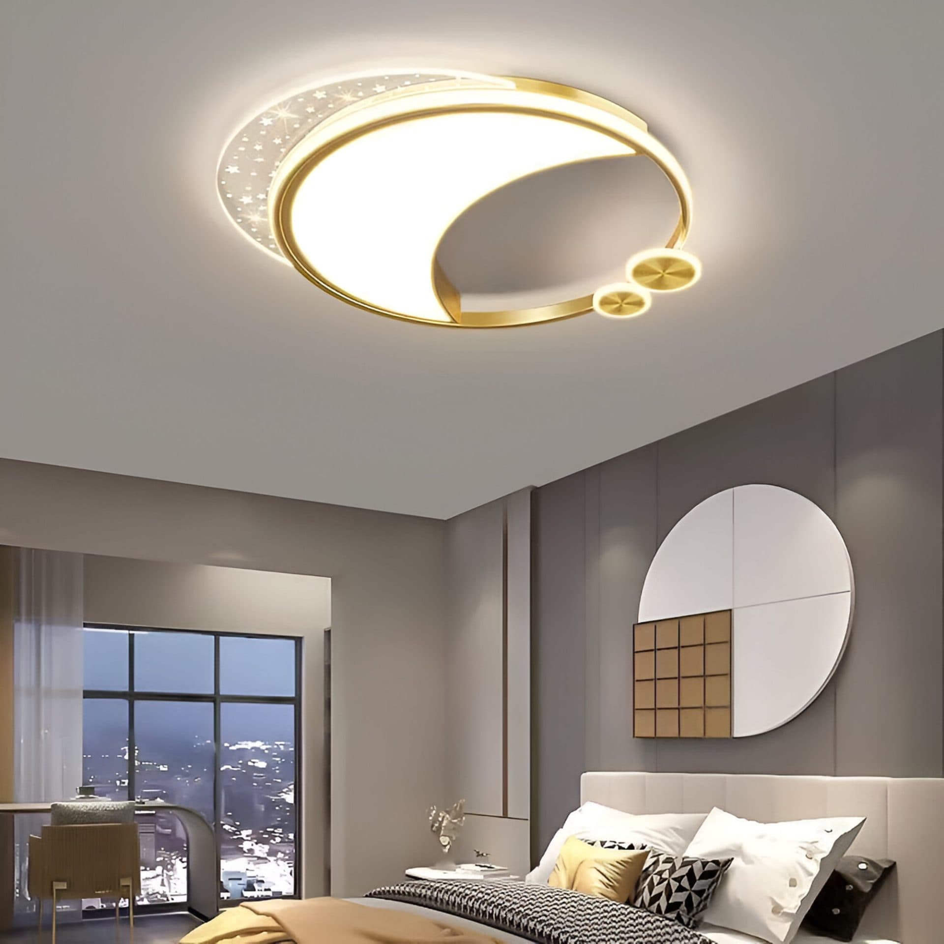 Lustra LED Marco Flippy, 76W, Dimabila, Auriu, Metal, Acril si Sticla — imagine 1