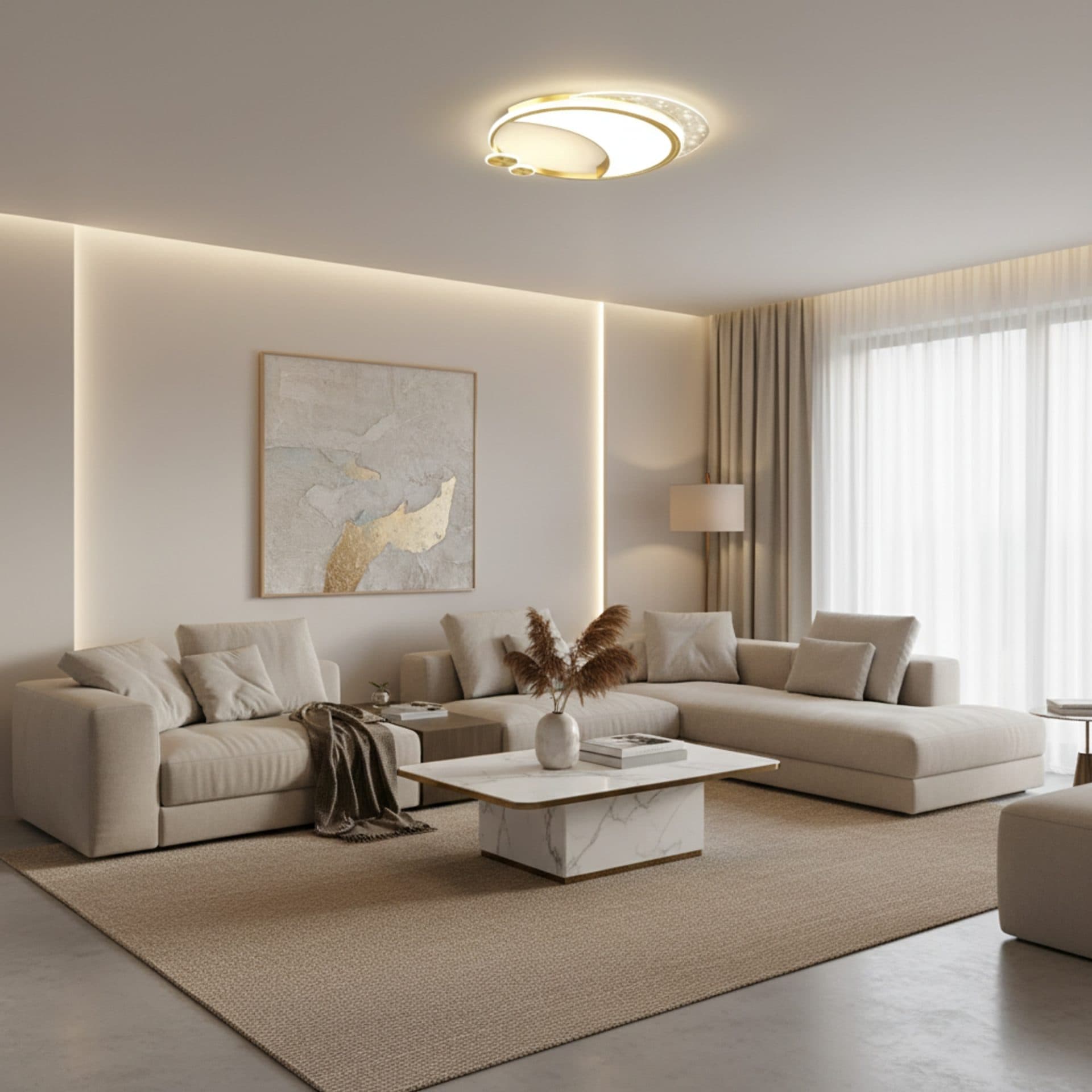 Lustra LED Marco Flippy, 76W, Dimabila, Auriu, Metal, Acril si Sticla — imagine 2