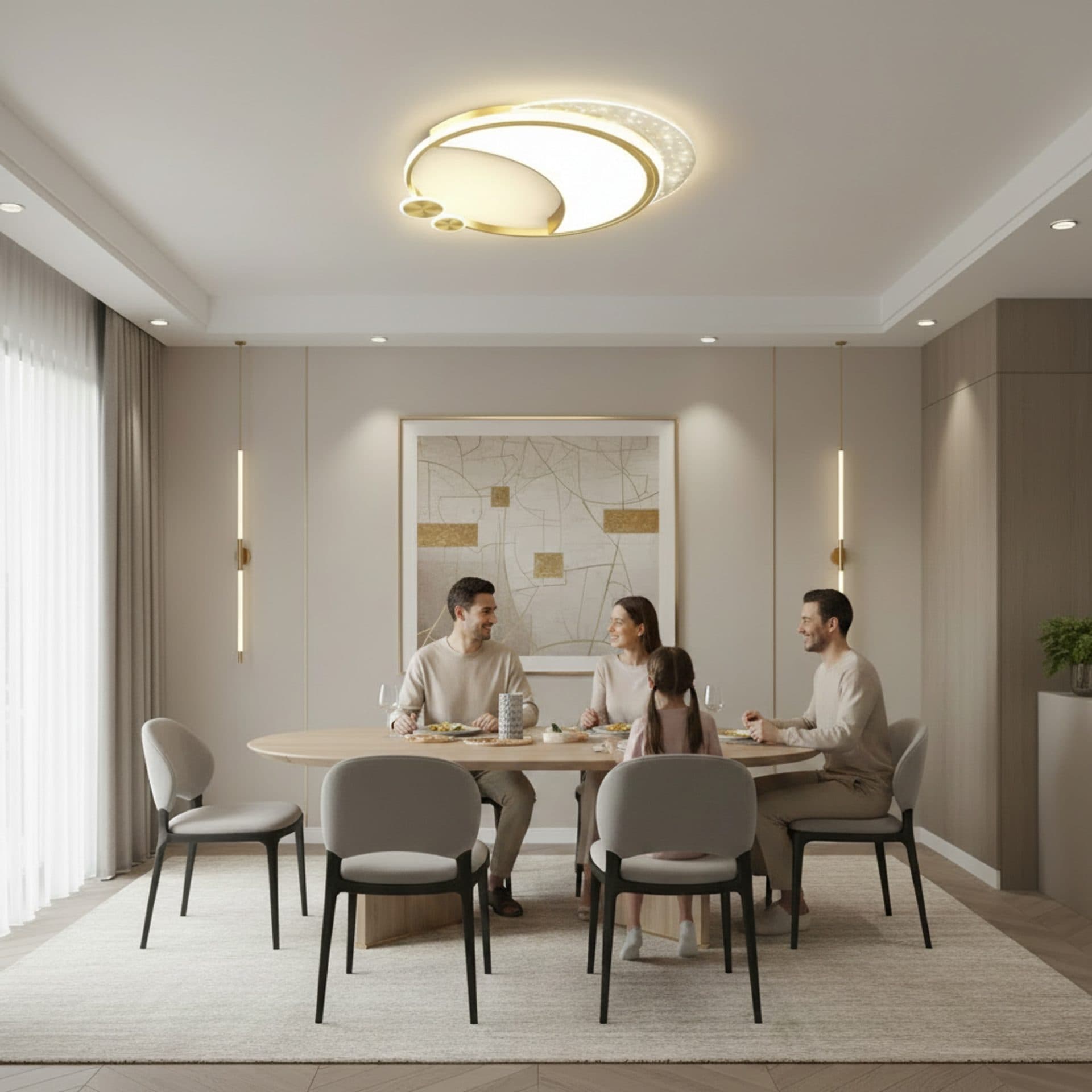 Lustra LED Marco Flippy, 76W, Dimabila, Auriu, Metal, Acril si Sticla — imagine 4