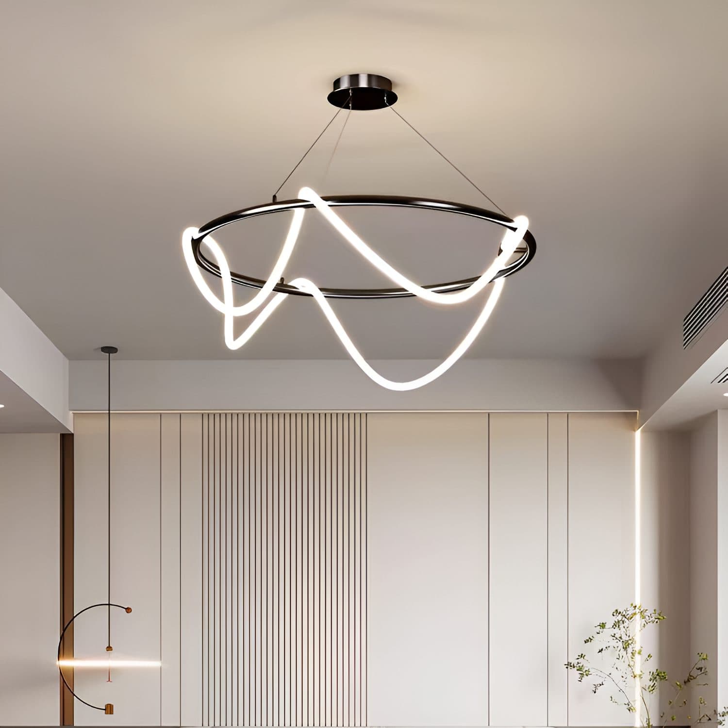 Lustra LED Flippy Negru 91W cu Tub Silicon Flexibil Diametru 60cm — imagine 3