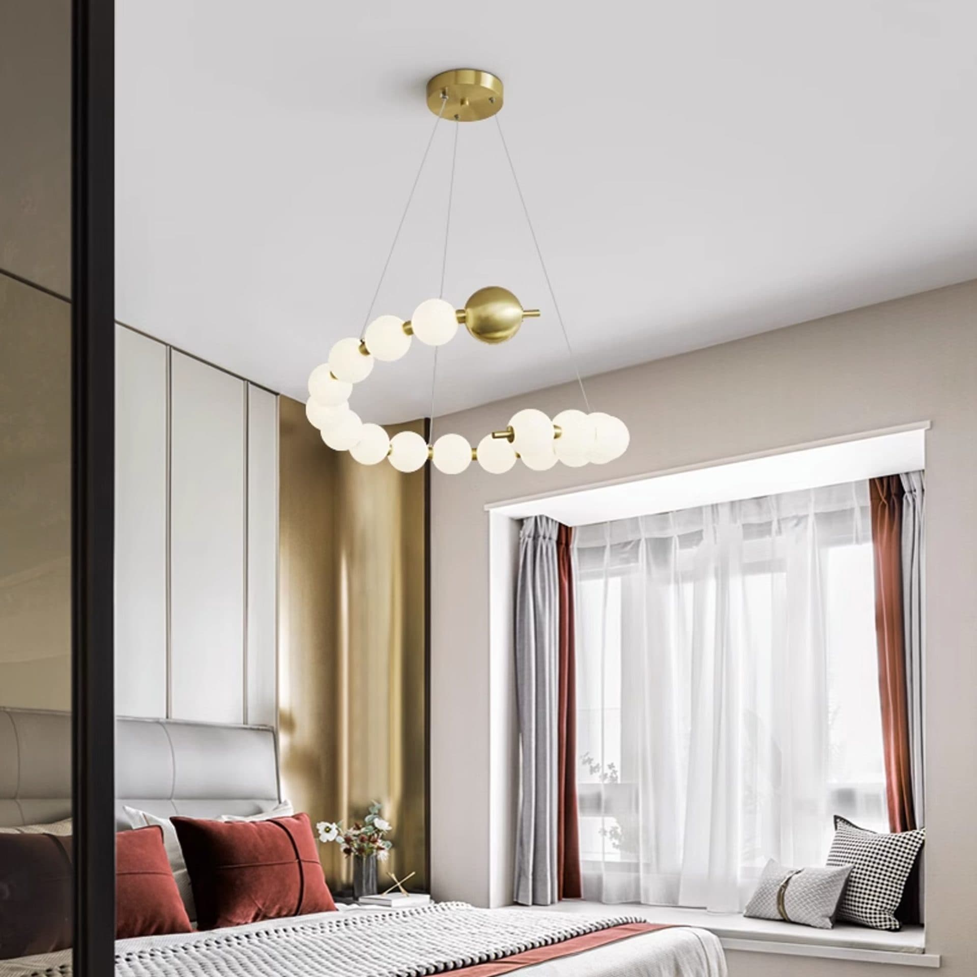 Lustra Suspendata LED Flippy Aurelia 41W cu Telecomanda, 3000K/4000K/6000K, Auriu, Metal si Acril — imagine 4