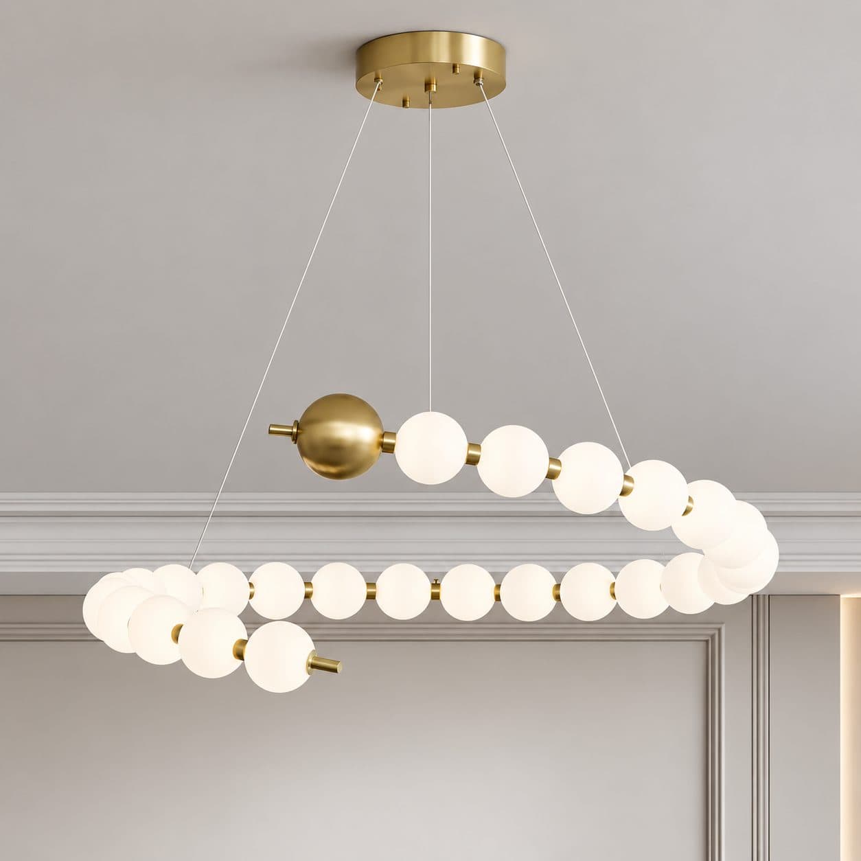 Lustra Suspendata LED Flippy Aurelia 41W cu Telecomanda, 3000K/4000K/6000K, Auriu, Metal si Acril — imagine 5