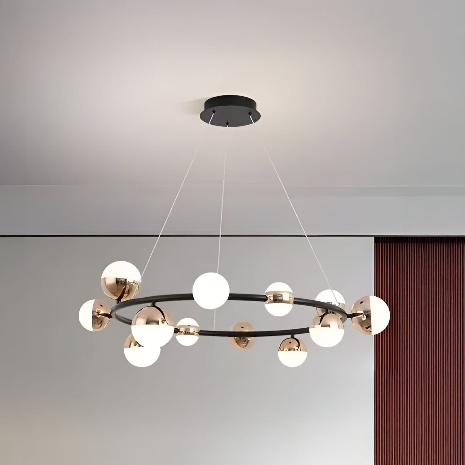Lustra Suspendata LED Flippy Acril Estella cu Telecomanda, 30W, Dimabila, 3000K/4000K/6000K, Auriu, Metal si Acril — imagine 3