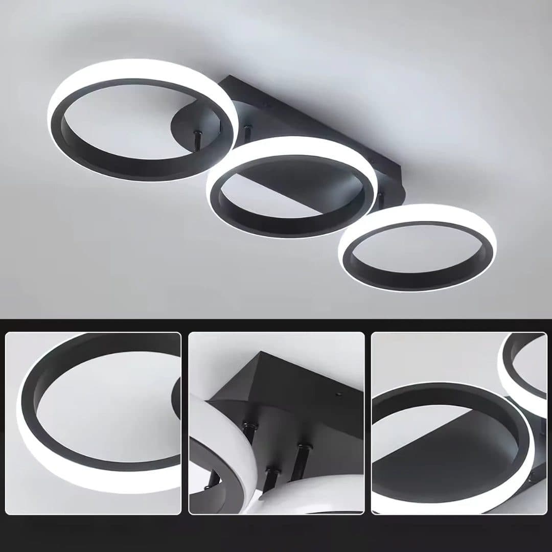 Lustra LED Flippy ELIO 24W, 3 Cercuri, Negru — imagine 1