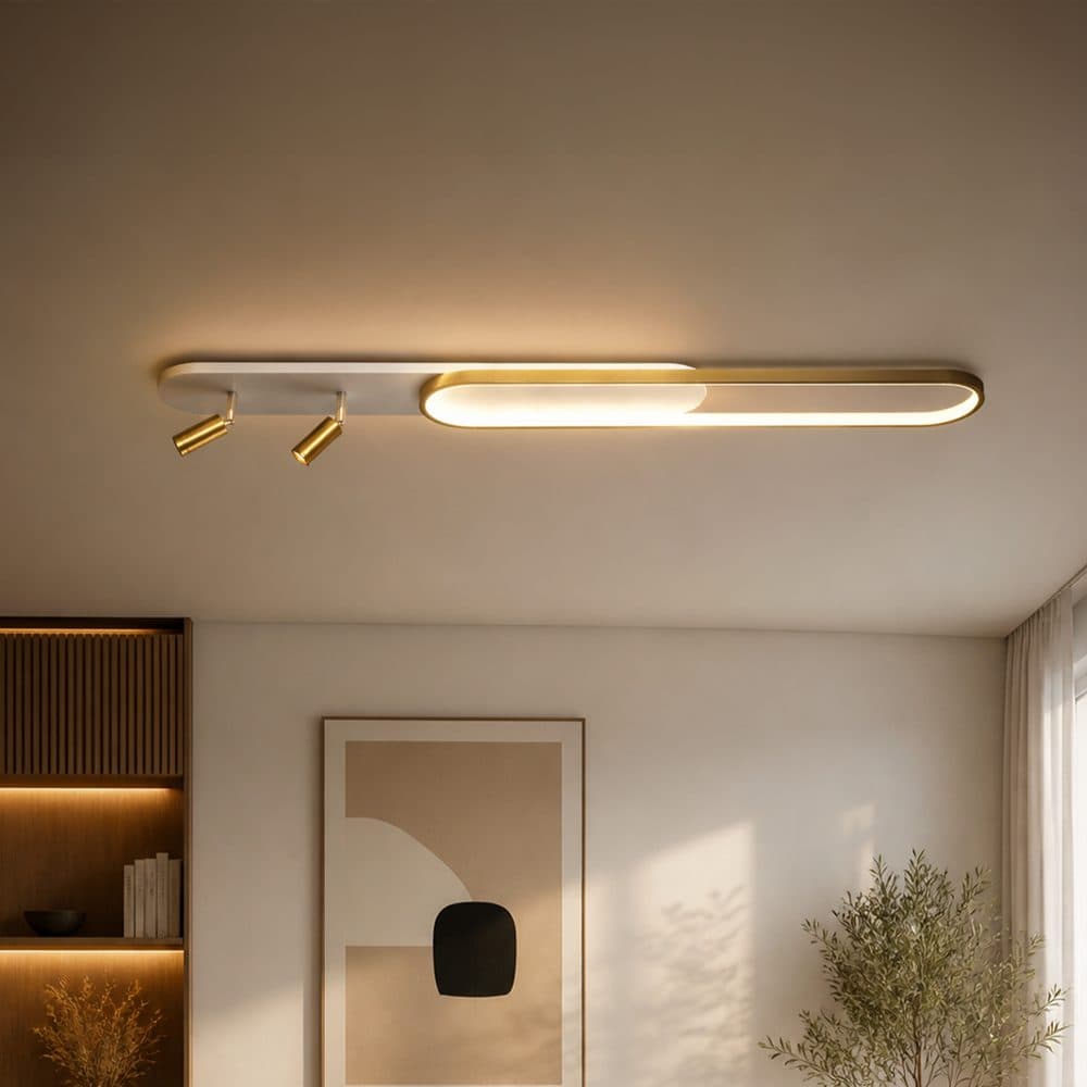 Lustra LED Flippy cu Proiector Reglabil Camilla 66W Auriu Lucios — imagine 1