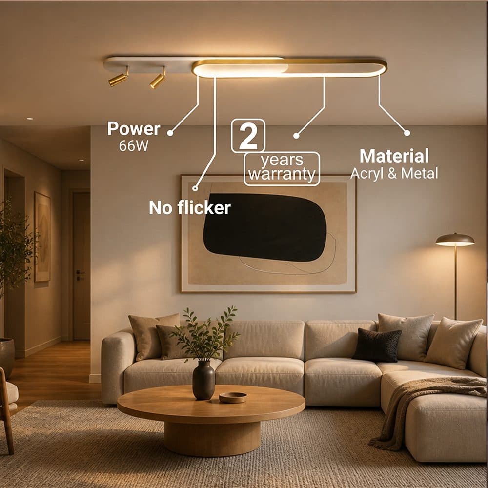Lustra LED Flippy cu Proiector Reglabil Camilla 66W Auriu Lucios — imagine 4
