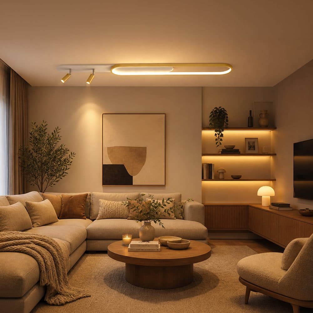 Lustra LED Flippy cu Proiector Reglabil Camilla 66W Auriu Lucios — imagine 5