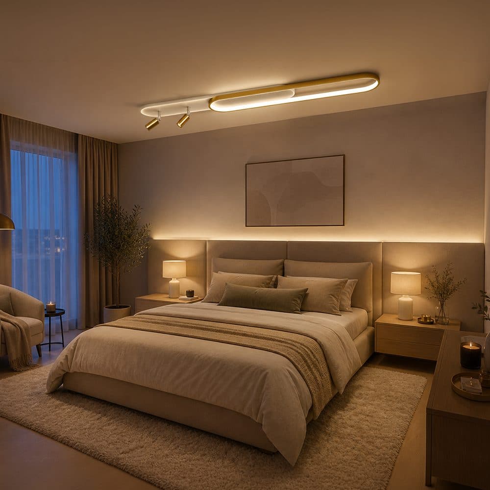 Lustra LED Flippy cu Proiector Reglabil Camilla 66W Auriu Lucios — imagine 6