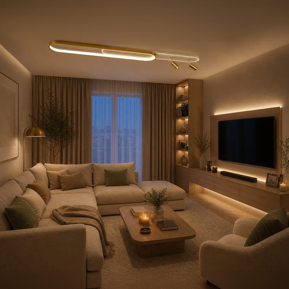 Lustra LED Flippy cu Proiector Reglabil Camilla 66W Auriu Lucios — imagine 7
