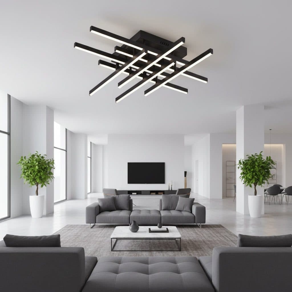 Lustra LED Flippy 108W 8 elemente Dimabila Negru — imagine 3