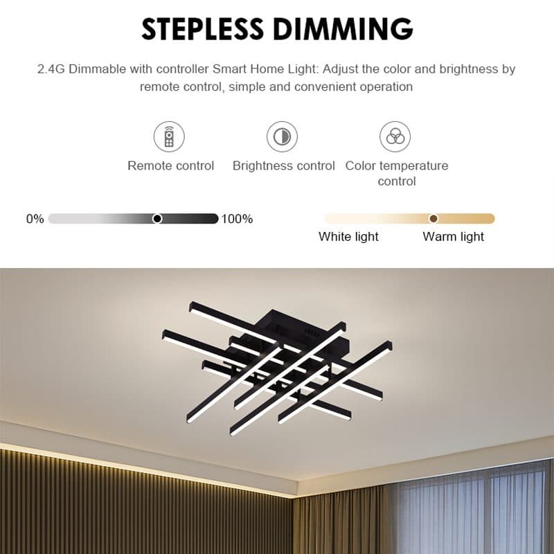 Lustra LED Flippy 108W 8 elemente Dimabila Negru — imagine 5
