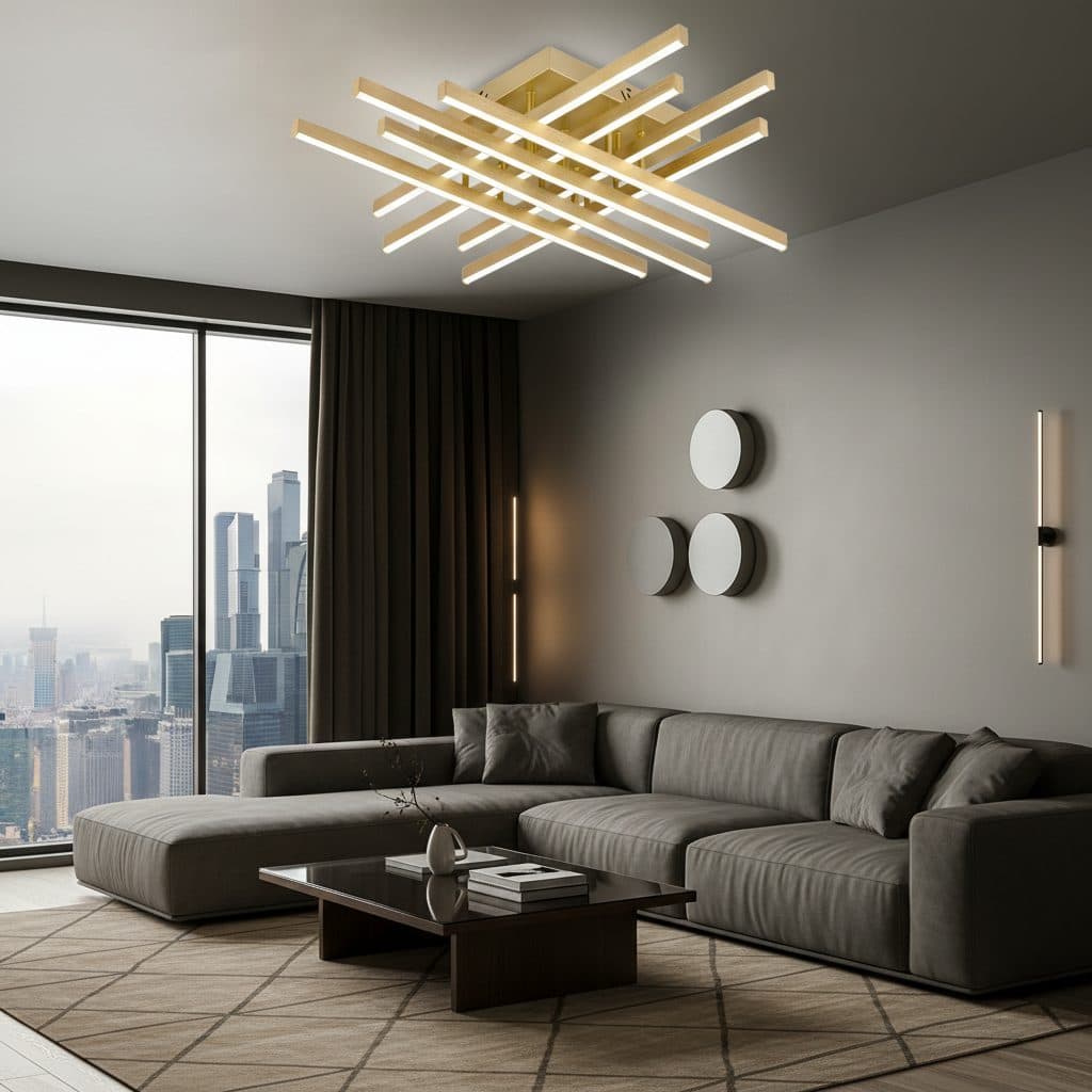 Lustra LED Flippy 108W Auriu cu Telecomanda — imagine 1