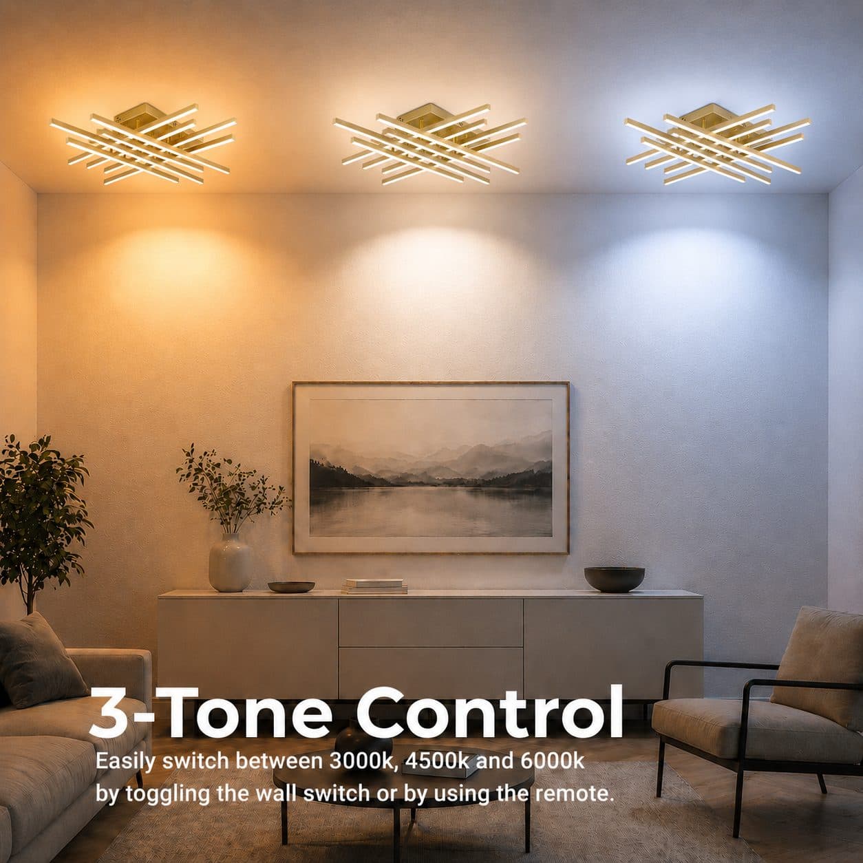 Lustra LED Flippy 108W Auriu cu Telecomanda — imagine 8