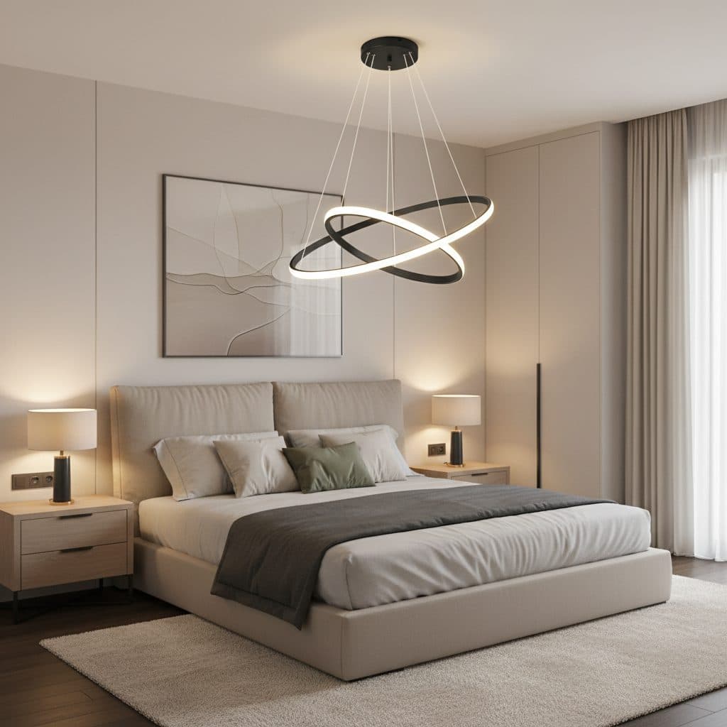 Lustra LED suspendata Flippy 25W 2 Cercuri Inaltime Reglabila Negru — imagine 1