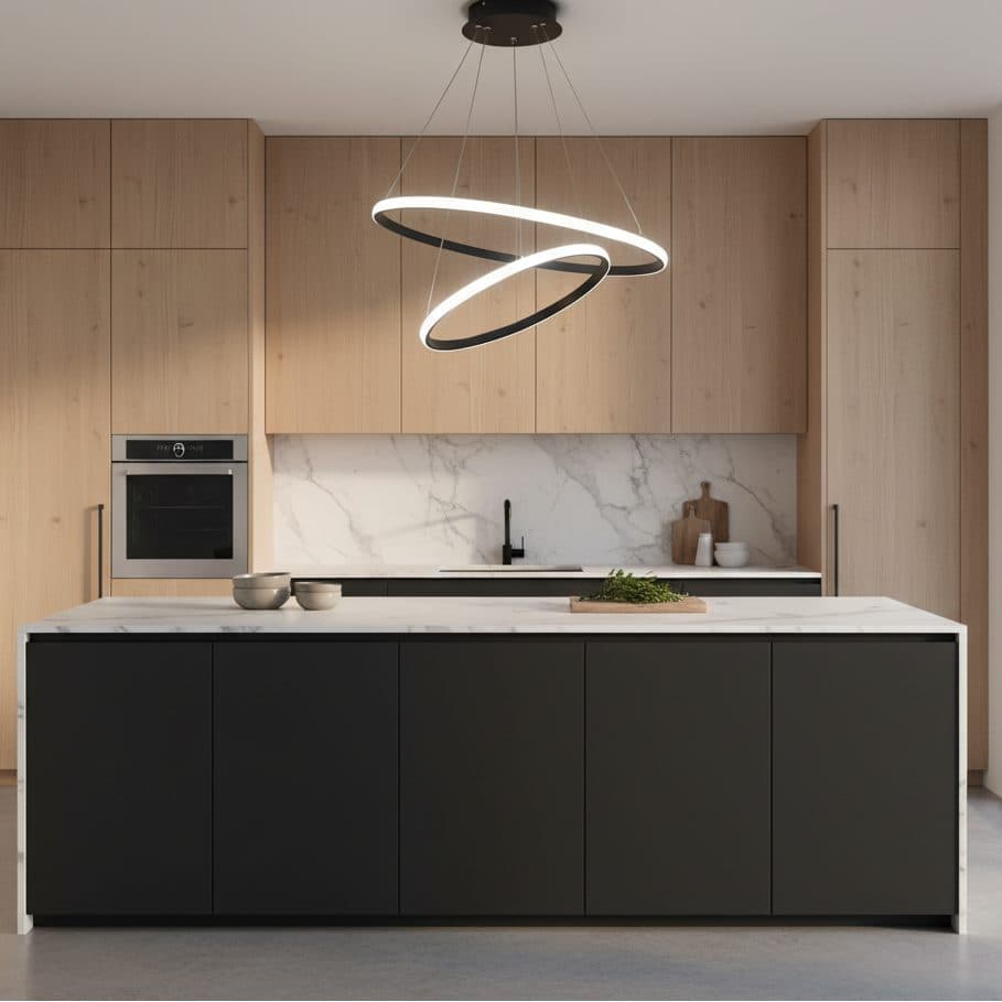 Lustra LED suspendata Flippy 25W 2 Cercuri Inaltime Reglabila Negru — imagine 3