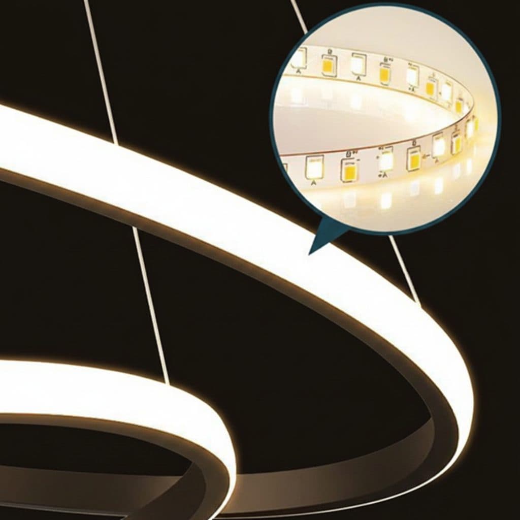 Lustra LED suspendata Flippy 25W 2 Cercuri Inaltime Reglabila Negru — imagine 5