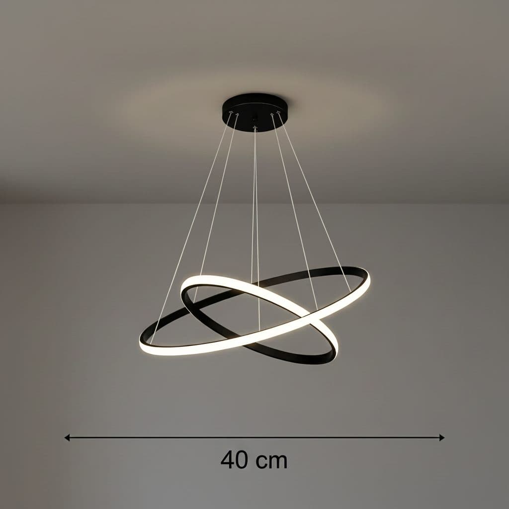 Lustra LED suspendata Flippy 25W 2 Cercuri Inaltime Reglabila Negru — imagine 7