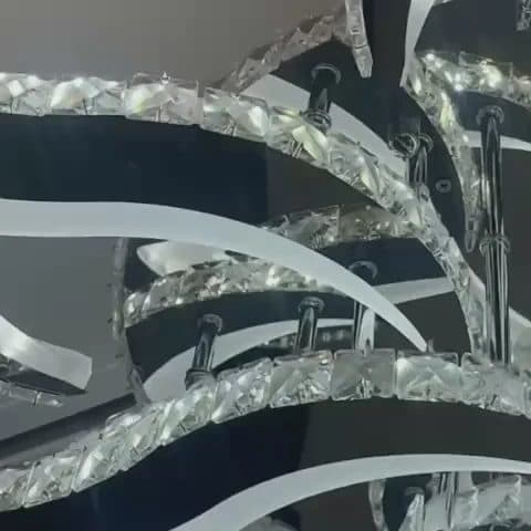 Lustra LED Flippy cu telecomanda, cristal, 160W, 9 Flori, Crom Lucios — imagine 2
