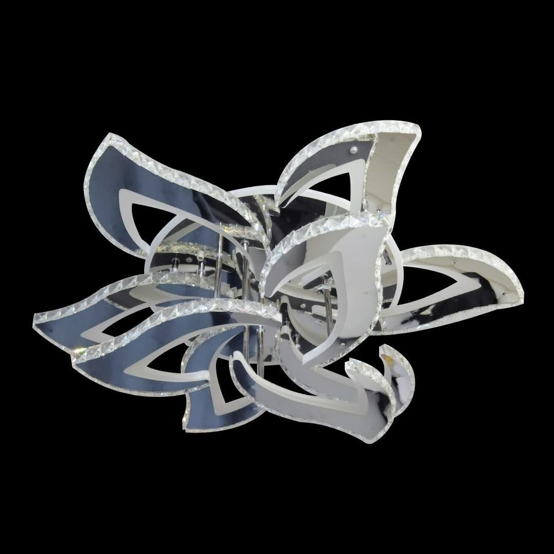 Lustra LED Flippy cu telecomanda, cristal, 160W, 9 Flori, Crom Lucios — imagine 3