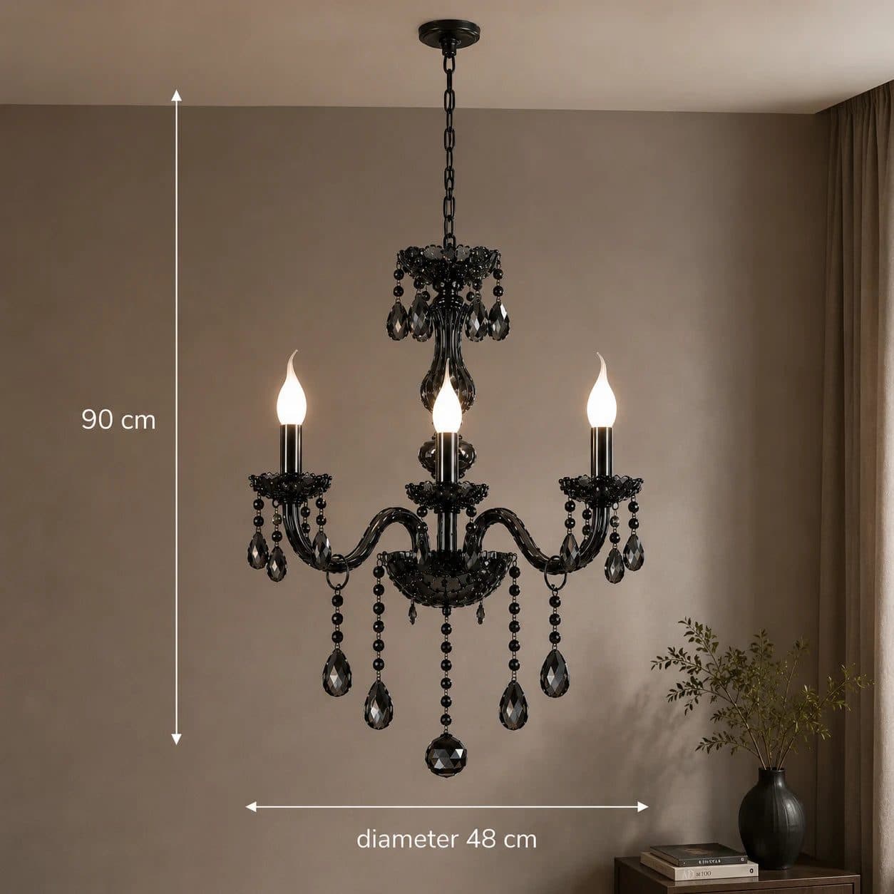Candelabru Flippy Cristal ALNWICK Eleganza, 5xE14, Diametru 48cm, Negru, Inaltime Reglabila — imagine 11