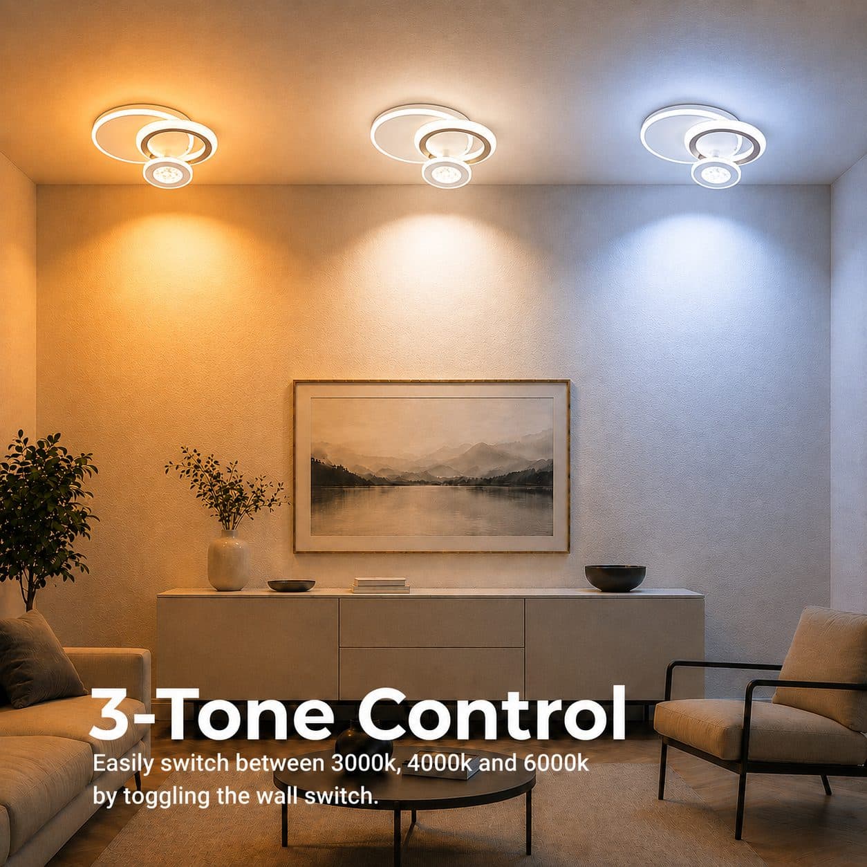 Lustra LED Flippy 44W 3 Cercuri Alb — imagine 13