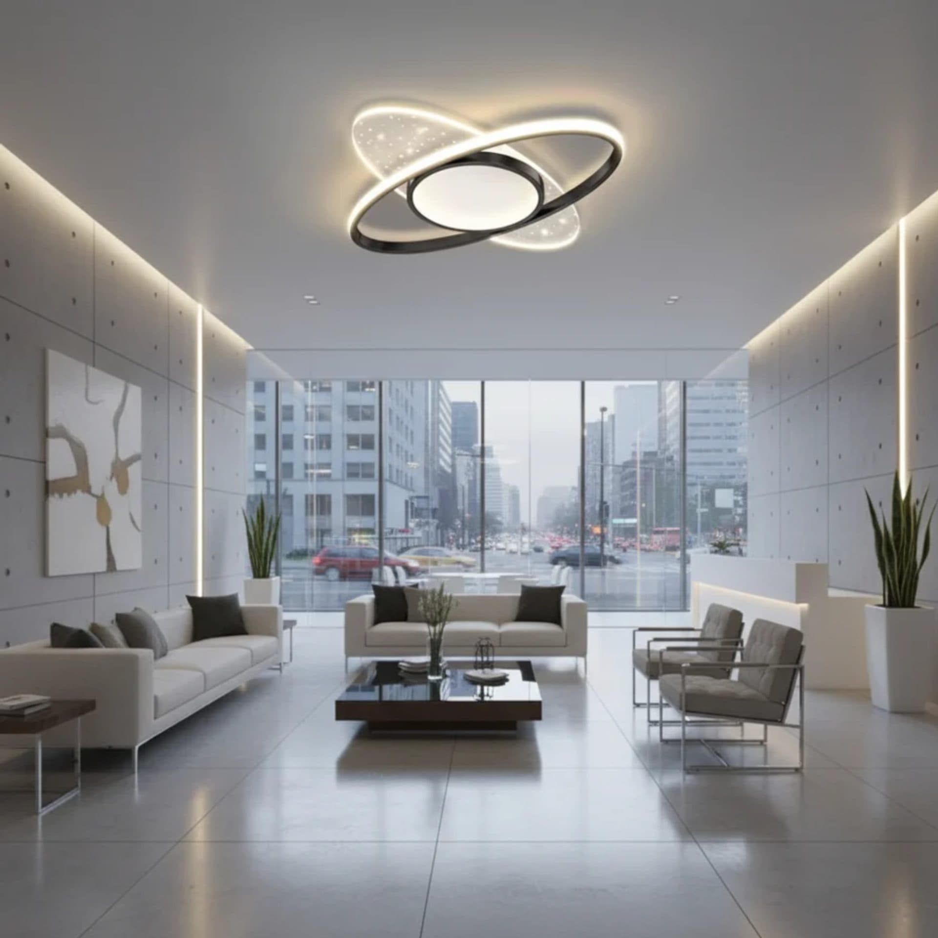 Lustra LED Flippy 69W Oval cu telecomanda, lumina Rece/Calda/Neutra, Dimabila, Negru — imagine 2