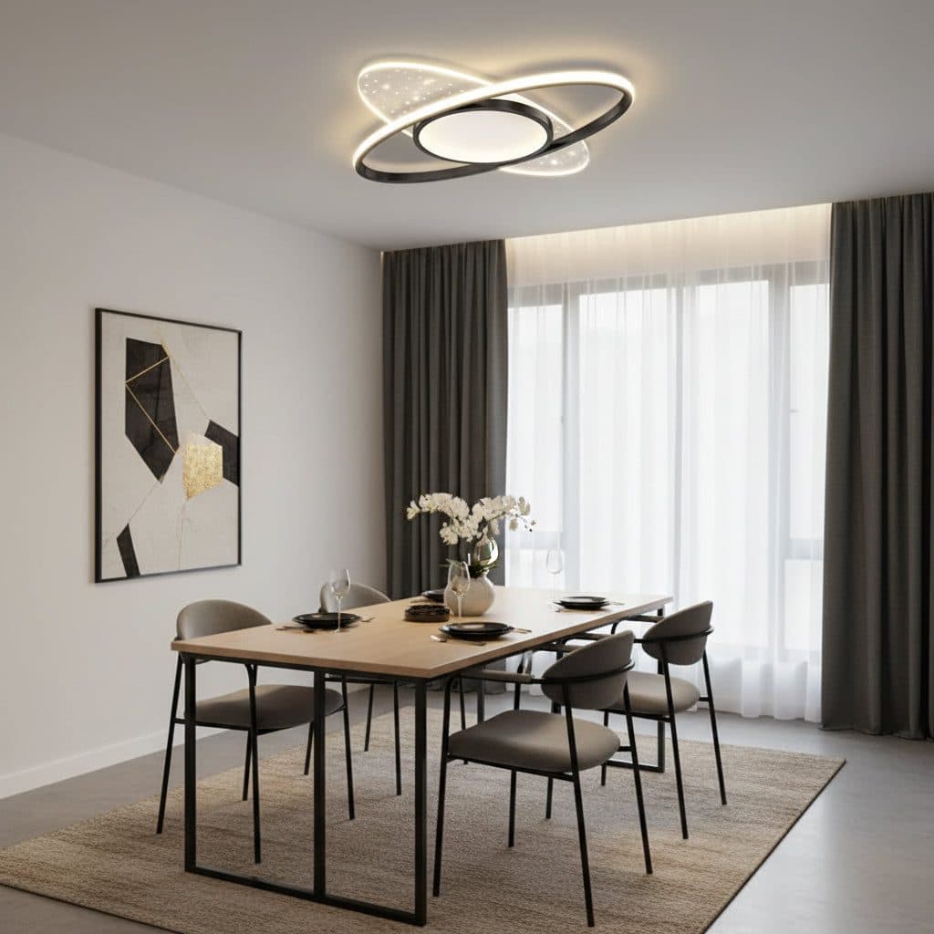 Lustra LED Flippy 69W Oval cu telecomanda, lumina Rece/Calda/Neutra, Dimabila, Negru — imagine 5