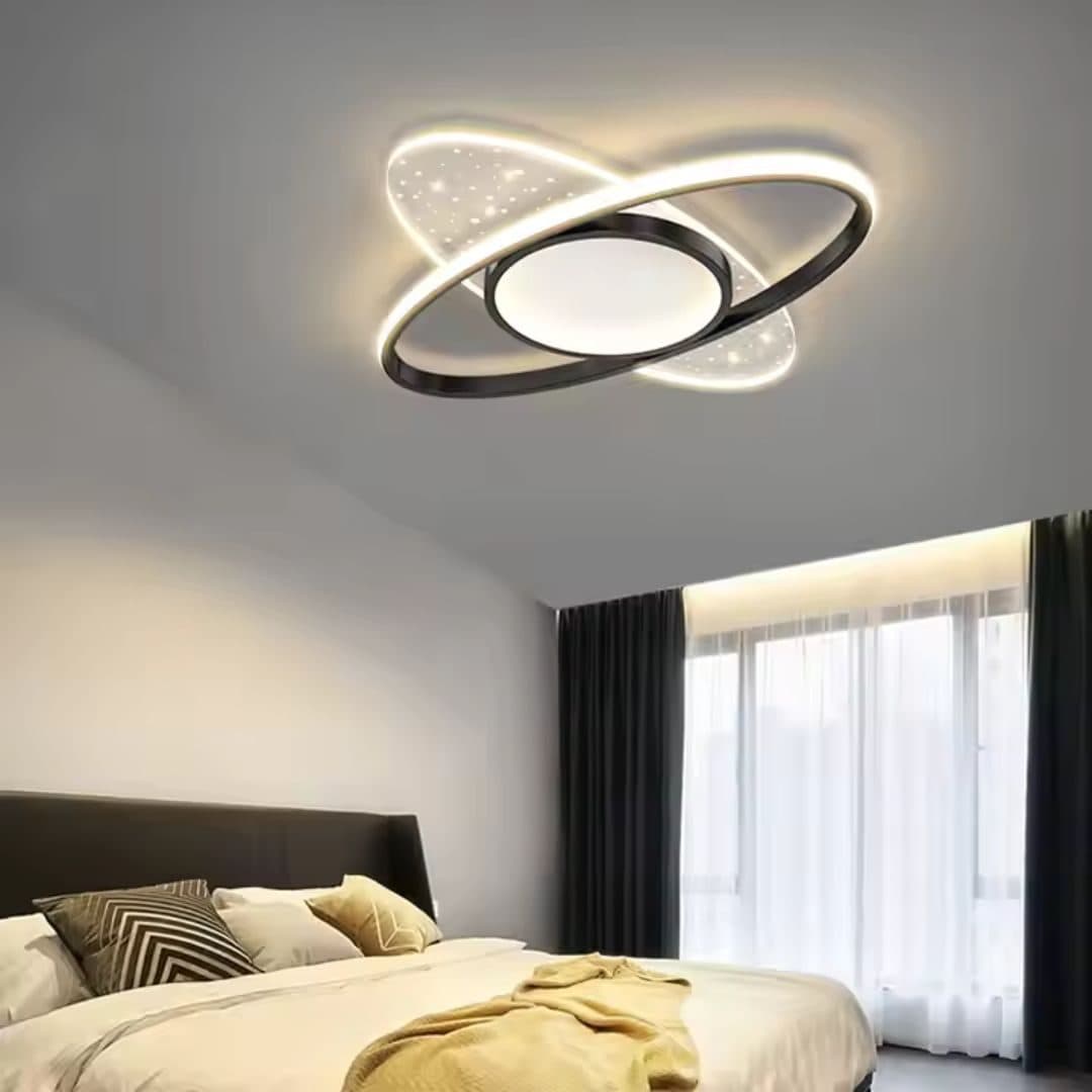 Lustra LED Flippy 69W Oval cu telecomanda, lumina Rece/Calda/Neutra, Dimabila, Negru — imagine 6