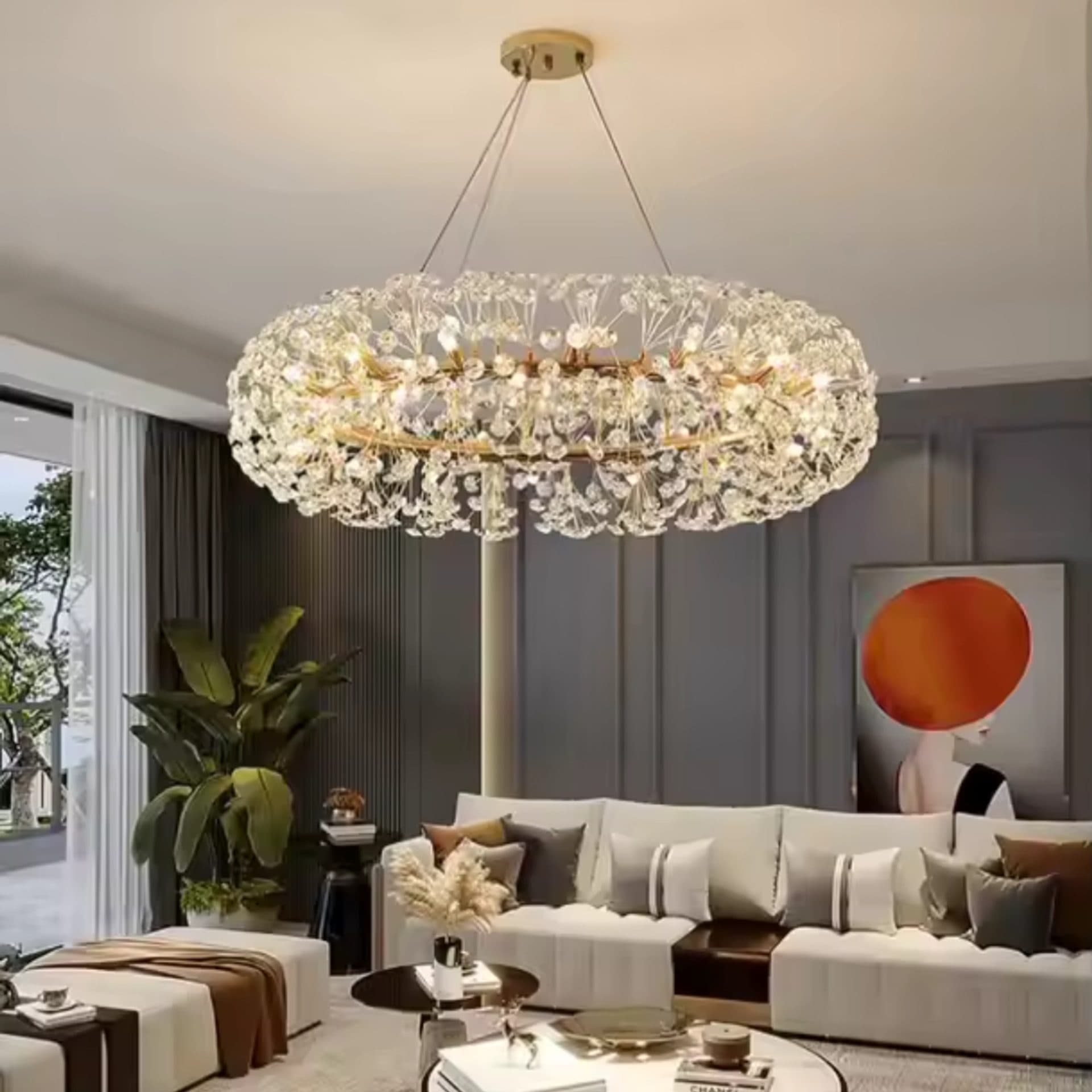 Candelabru Flippy Cristal SEGOVIA Magno 12x E14 Diametru 60cm Auriu Lucios — imagine 1
