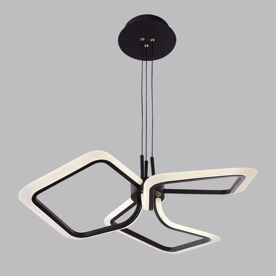 Lustra LED suspendata Flippy 58W 3 Patrate Dimabila Negru — imagine 1