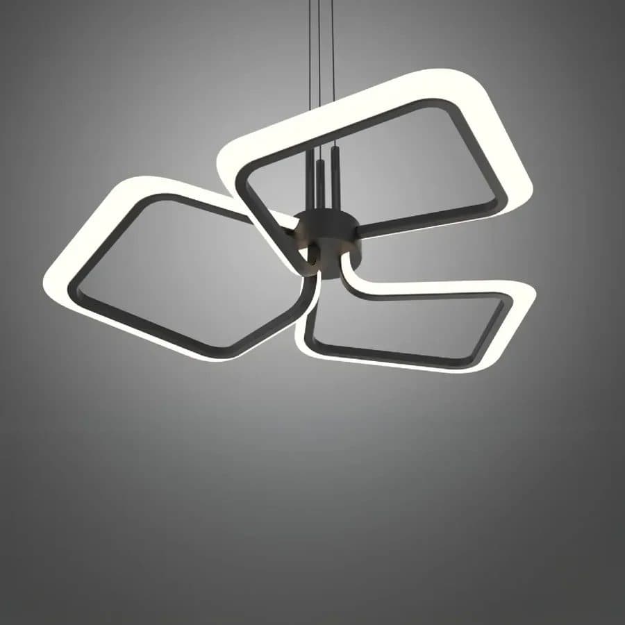 Lustra LED suspendata Flippy 58W 3 Patrate Dimabila Negru — imagine 3