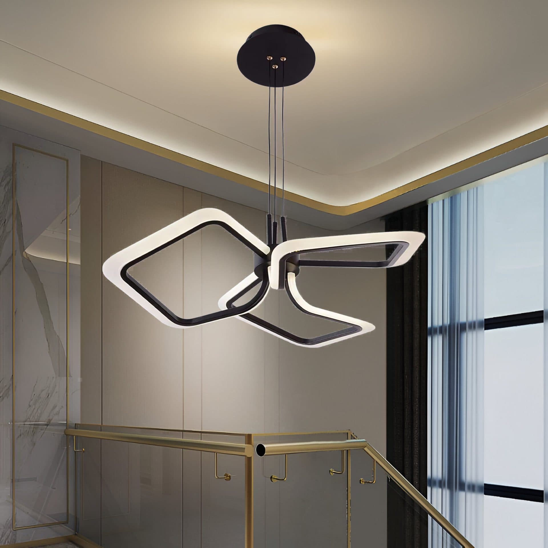 Lustra LED suspendata Flippy 58W 3 Patrate Dimabila Negru — imagine 4