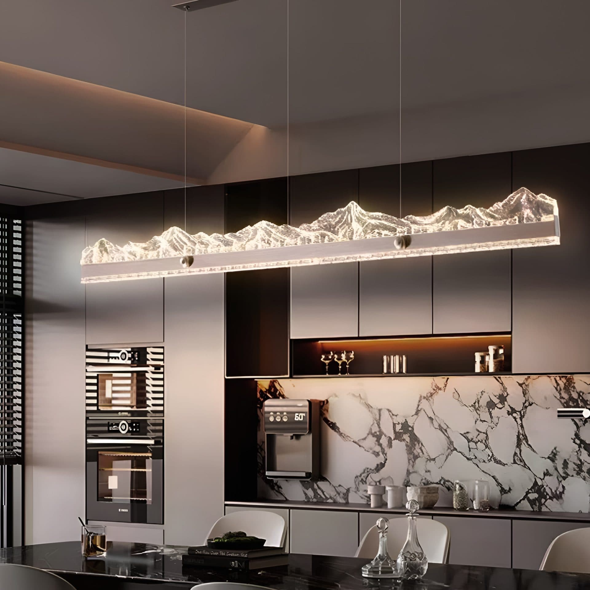 Lustra LED suspendata Flippy MARISTELLA 90W, Dimabila, Inaltime Reglabila, Auriu, Metal si Cristal — imagine 1