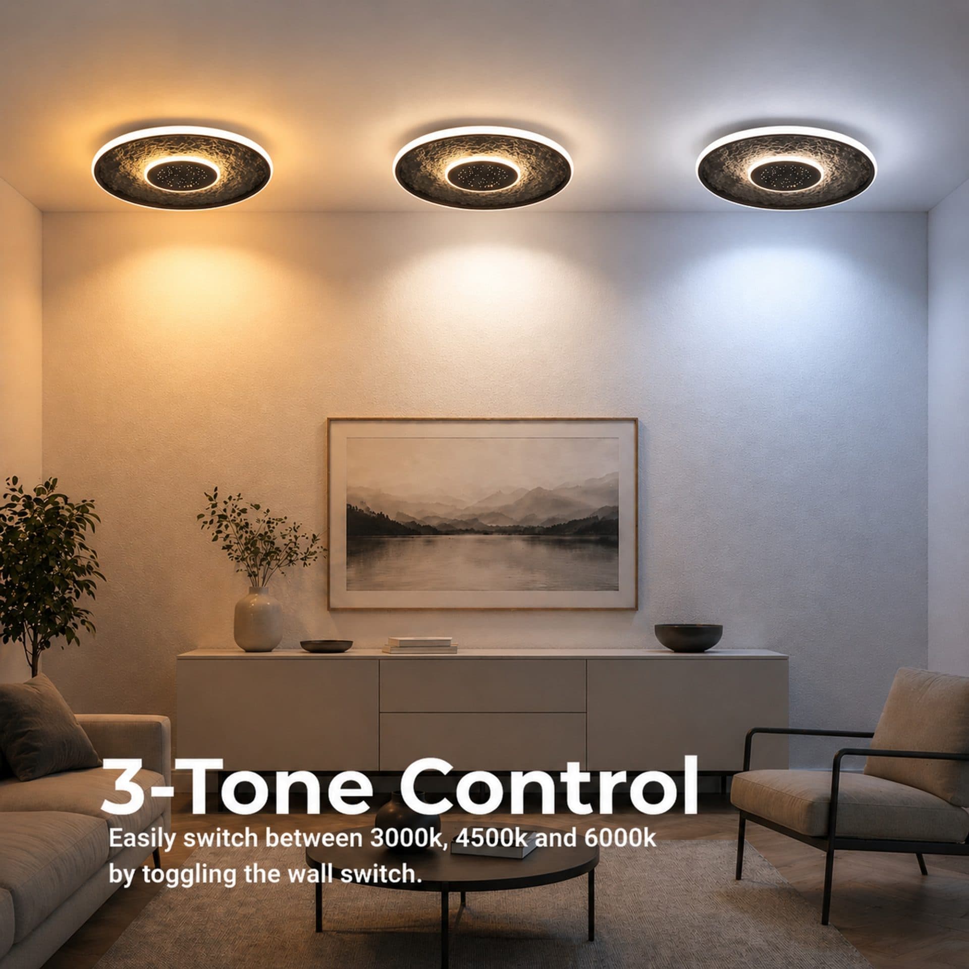 Lustra LED Flippy LT656BK cu telecomanda, 46W, Negru — imagine 4
