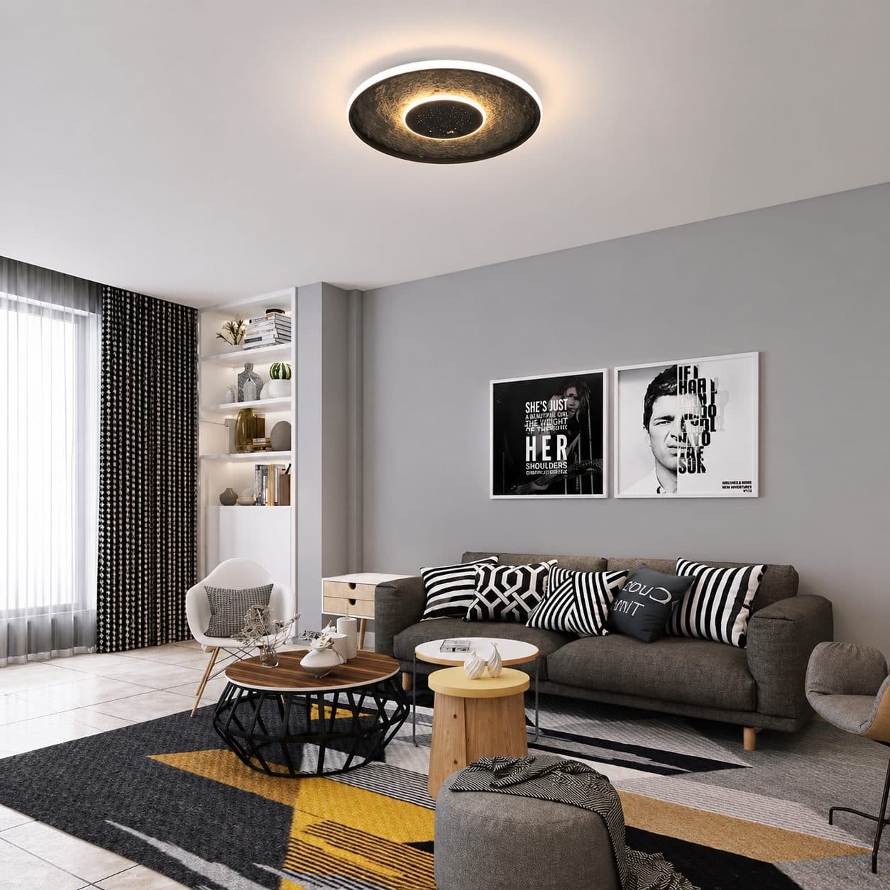 Lustra LED Flippy LT656BK cu telecomanda, 46W, Negru — imagine 5