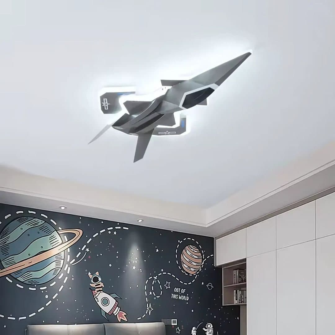 Lustra LED Flippy pentru copii, tip avion, 101W, Gri Aeronautic — imagine 8