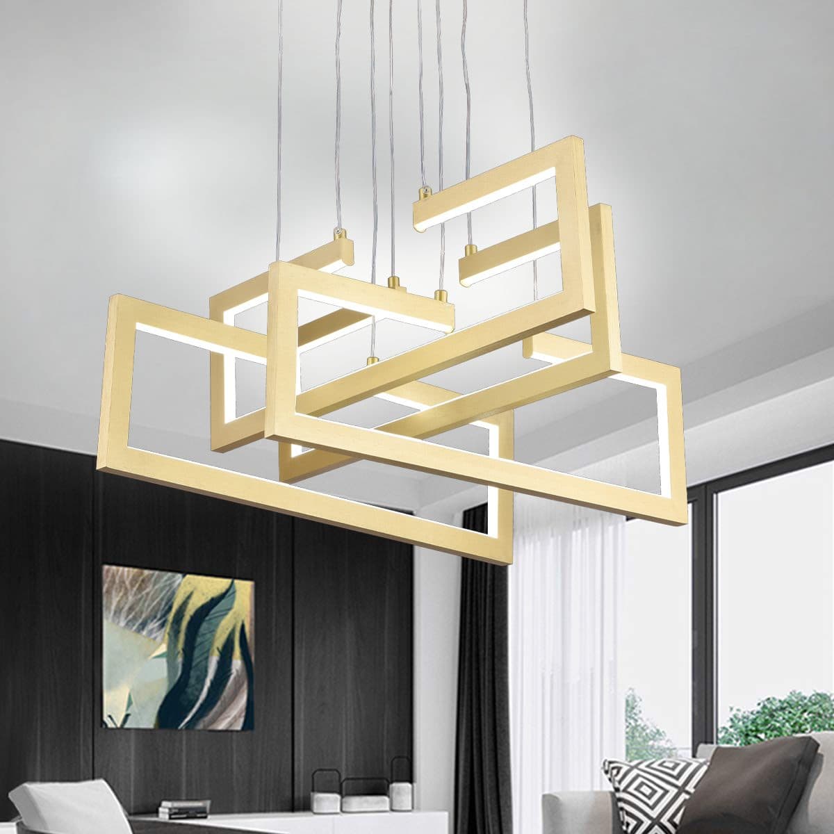 Lustra LED Suspendata Flippy 96W 4 Elementele Auriu Dimabila Inaltime Reglabila — imagine 5