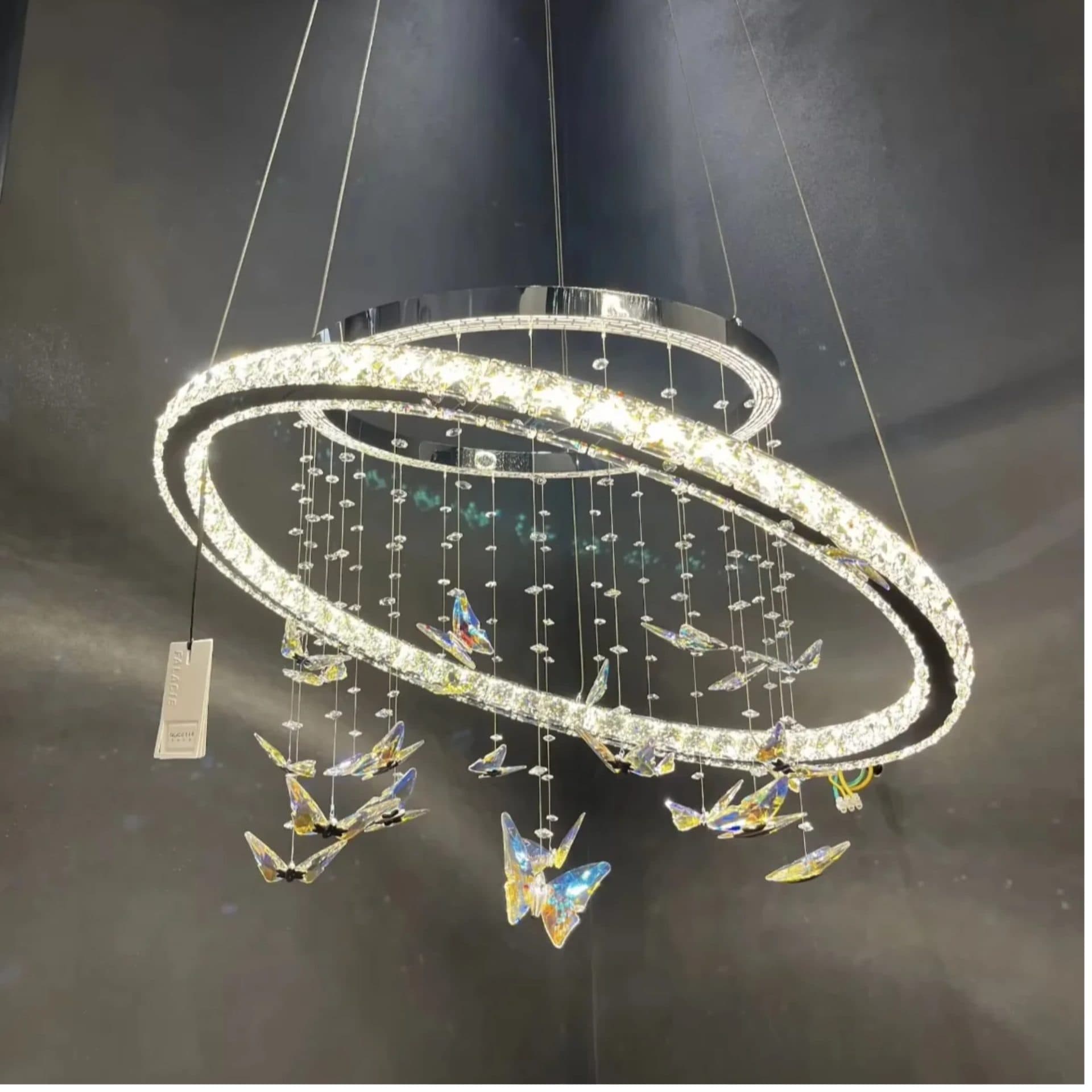 Lustra LED suspendata Flippy 50W 2 Cercuri Crom Lucios Dimabila Inaltime Reglabila — imagine 1