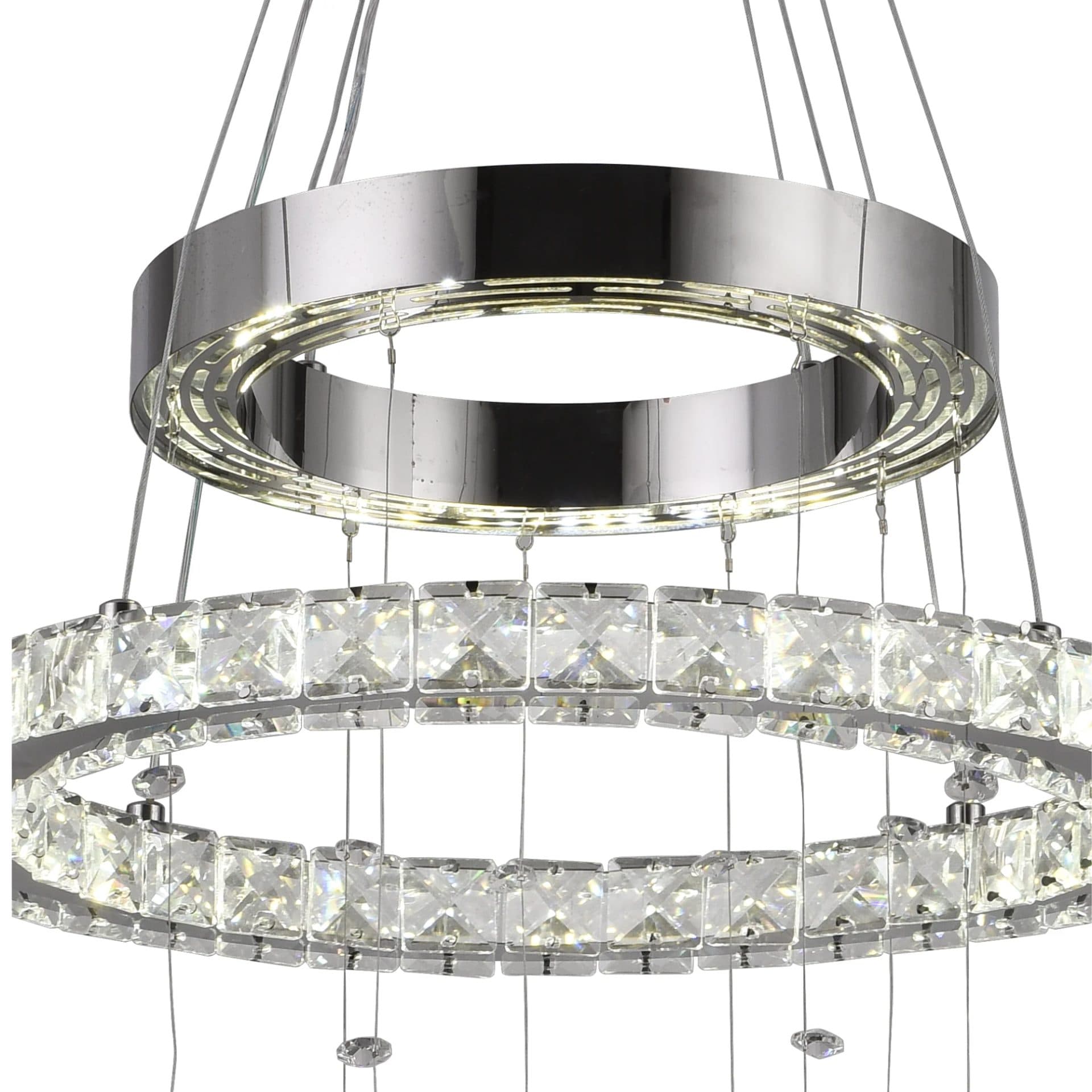 Lustra LED suspendata Flippy 50W 2 Cercuri Crom Lucios Dimabila Inaltime Reglabila — imagine 2
