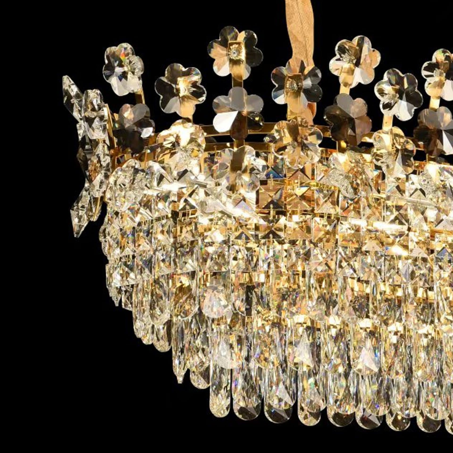 Candelabru Cristal Flippy FLORENCE Imperio 10x E14 Auriu Lucios Inaltime Reglabila — imagine 4