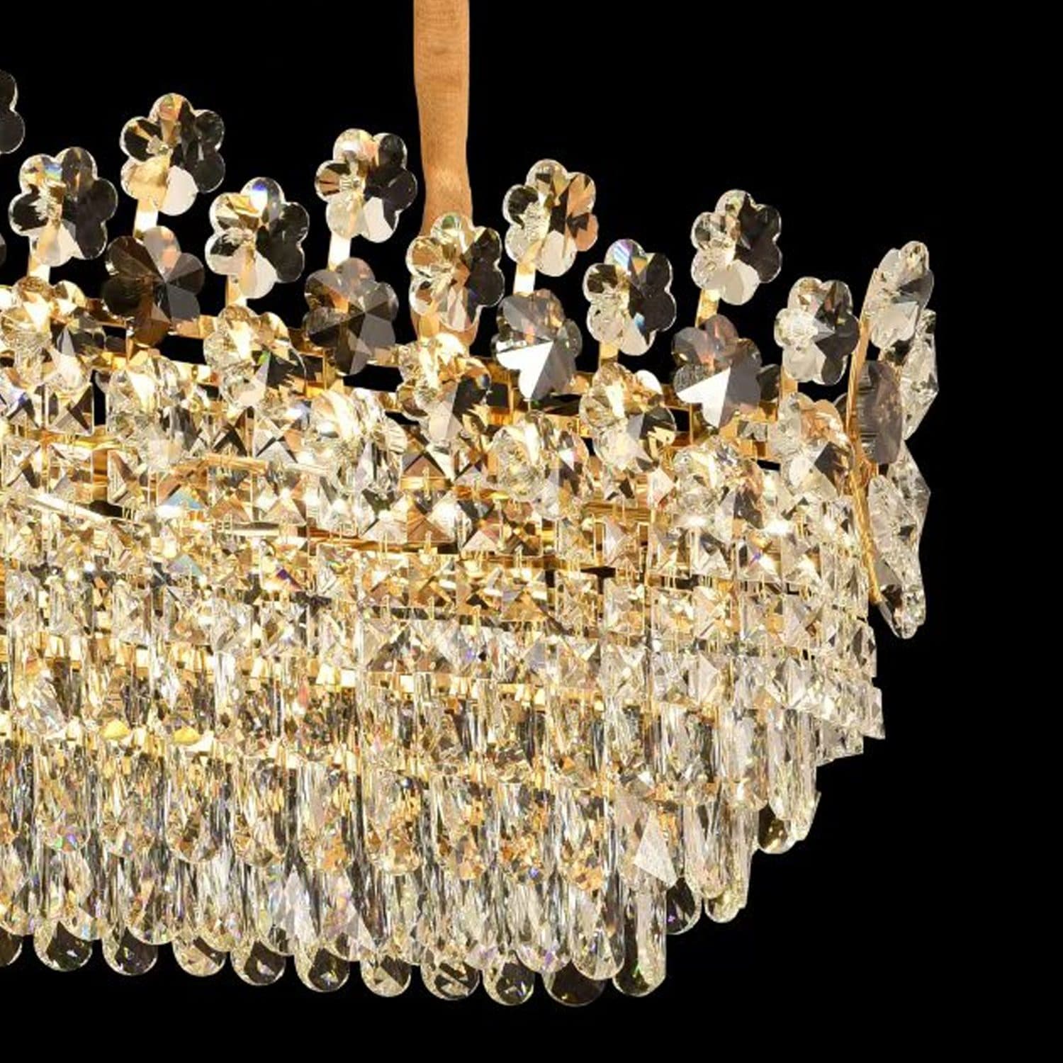 Candelabru Cristal Flippy FLORENCE Imperio 10x E14 Auriu Lucios Inaltime Reglabila — imagine 9