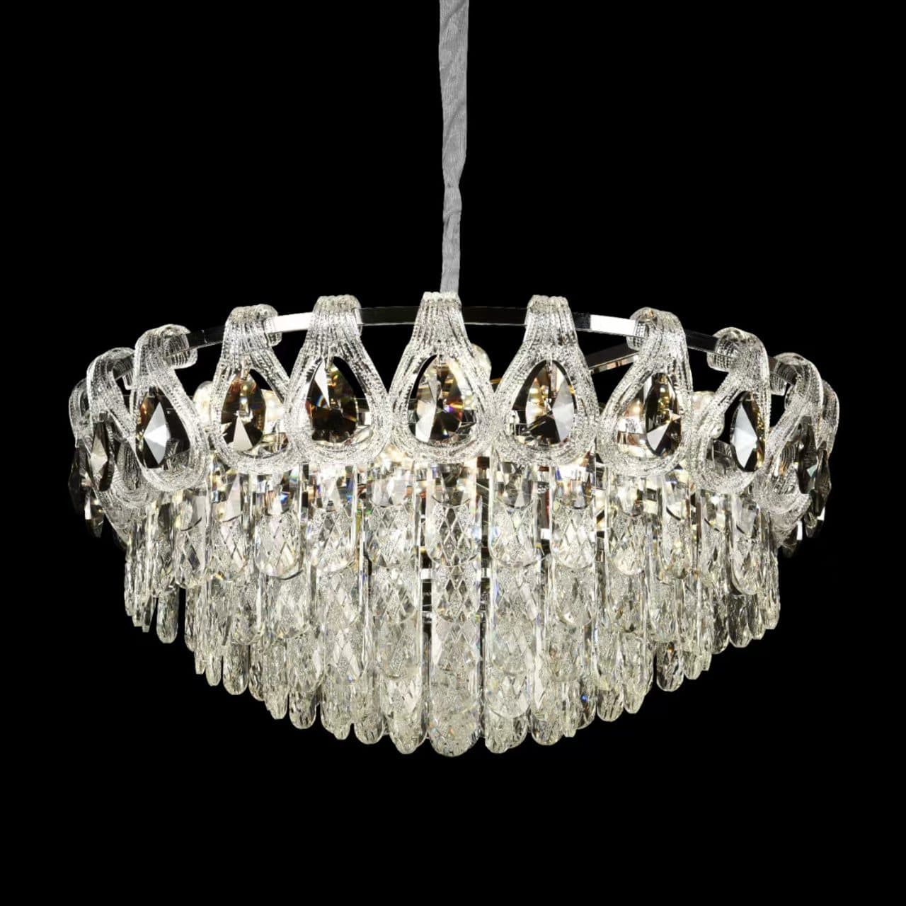 Candelabru Cristal Flippy 9x E14 Diametru 50cm Crom Lucios Inaltime Reglabila — imagine 3