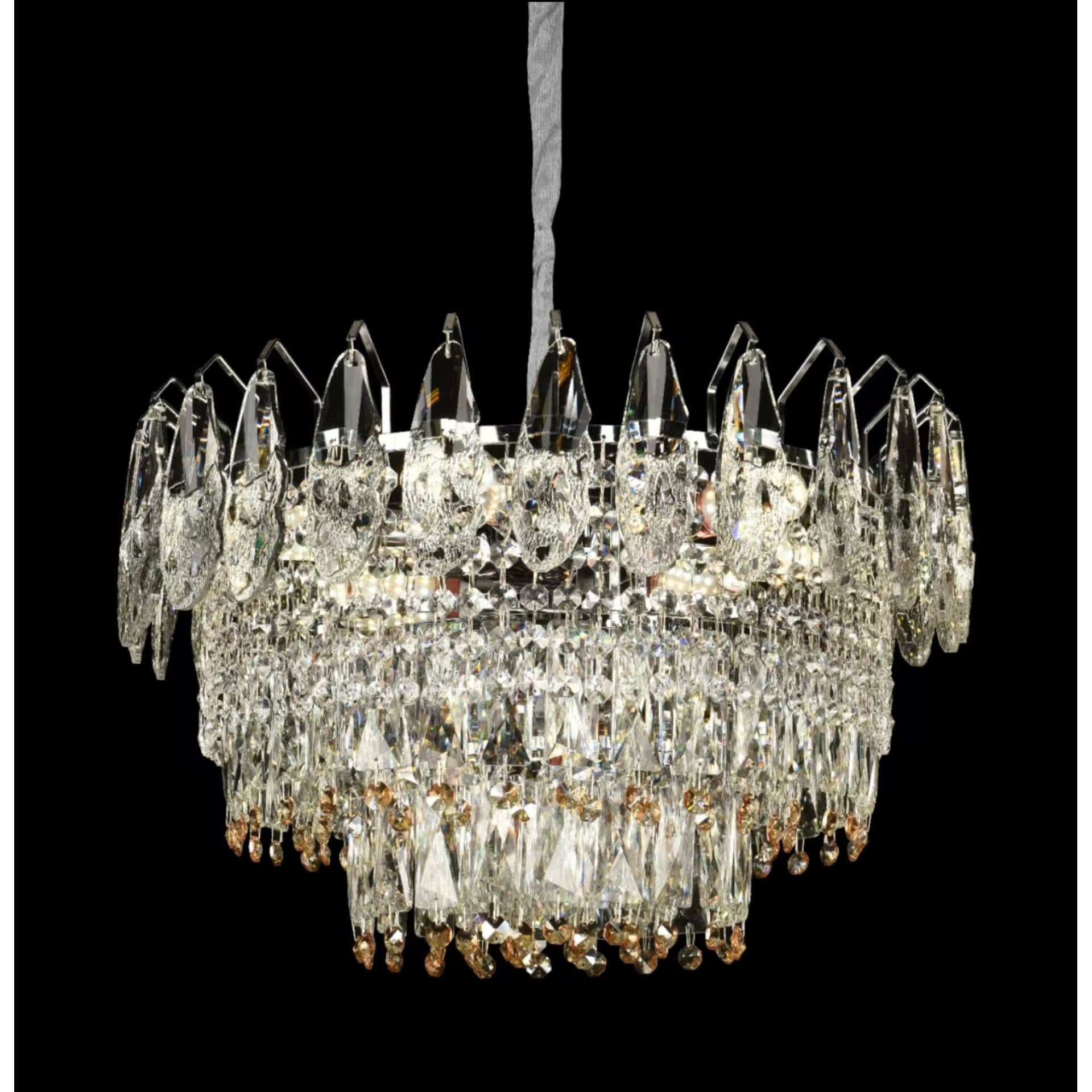 Candelabru Cristal MAJESTIC Eleganza, Brand Flippy, 9x E14, Diametru 50cm, Crom Lucios — imagine 1