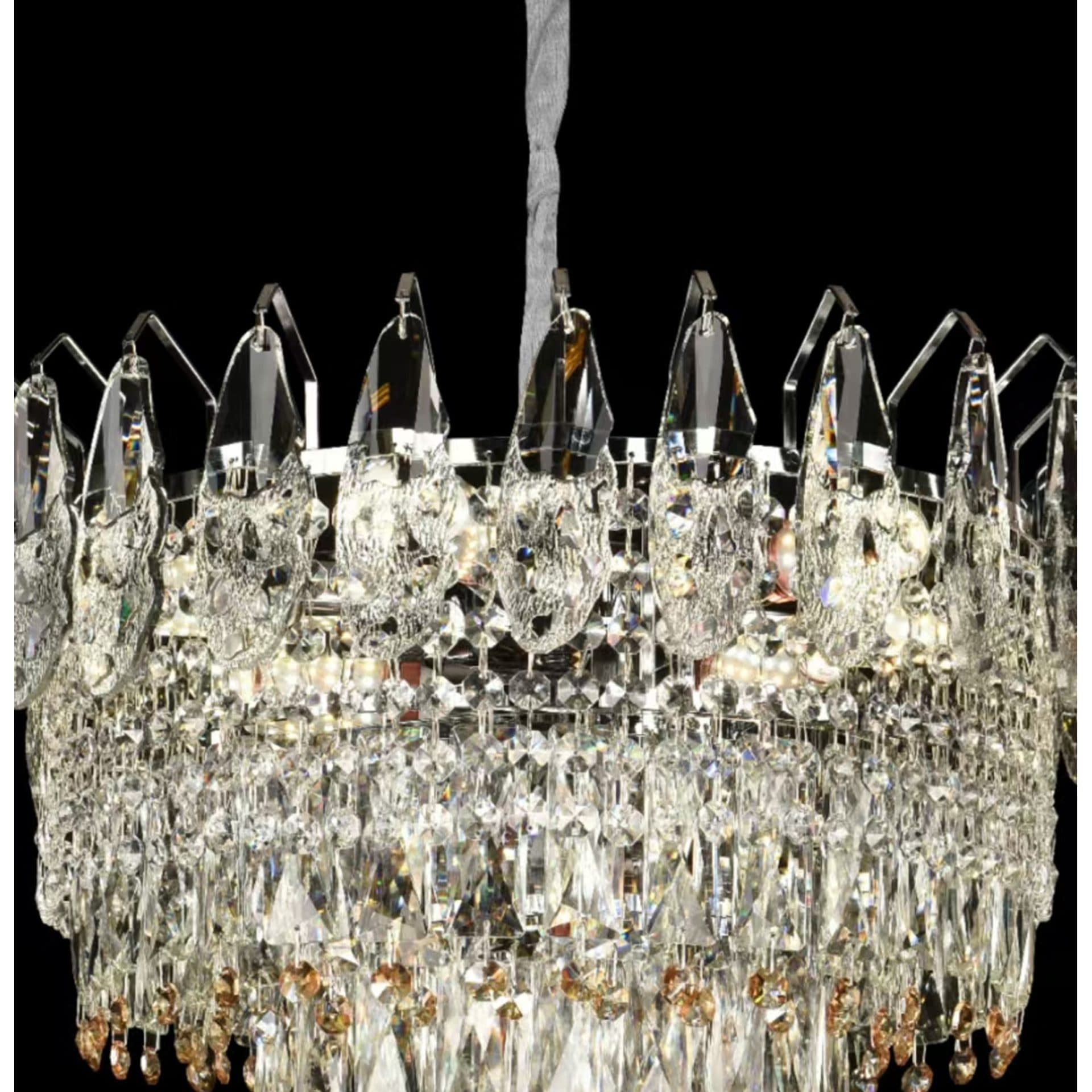 Candelabru Cristal MAJESTIC Eleganza, Brand Flippy, 9x E14, Diametru 50cm, Crom Lucios — imagine 3