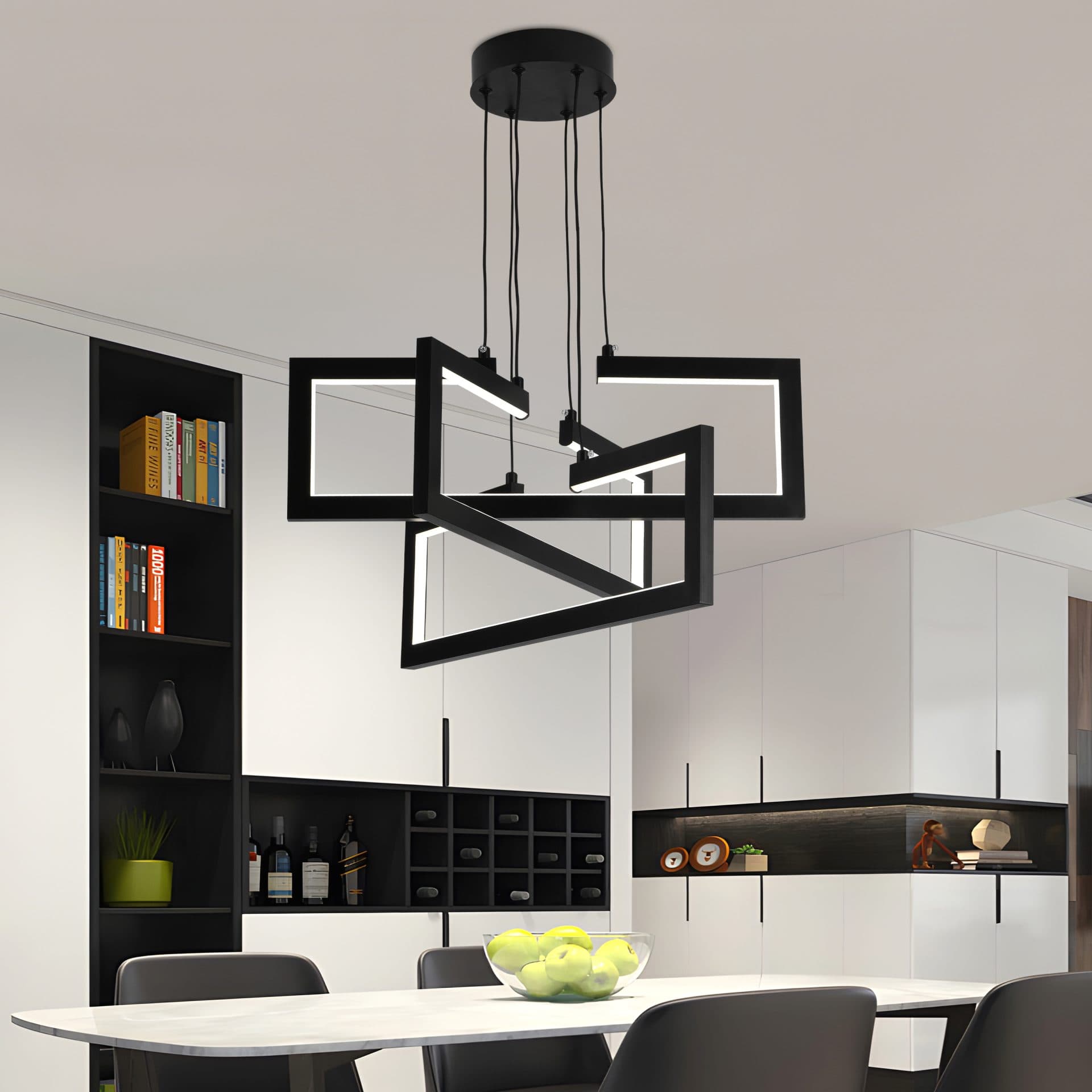 Lustra LED Suspendata Flippy 71W 3 elemente Dimabila Inaltime Reglabila Negru — imagine 9