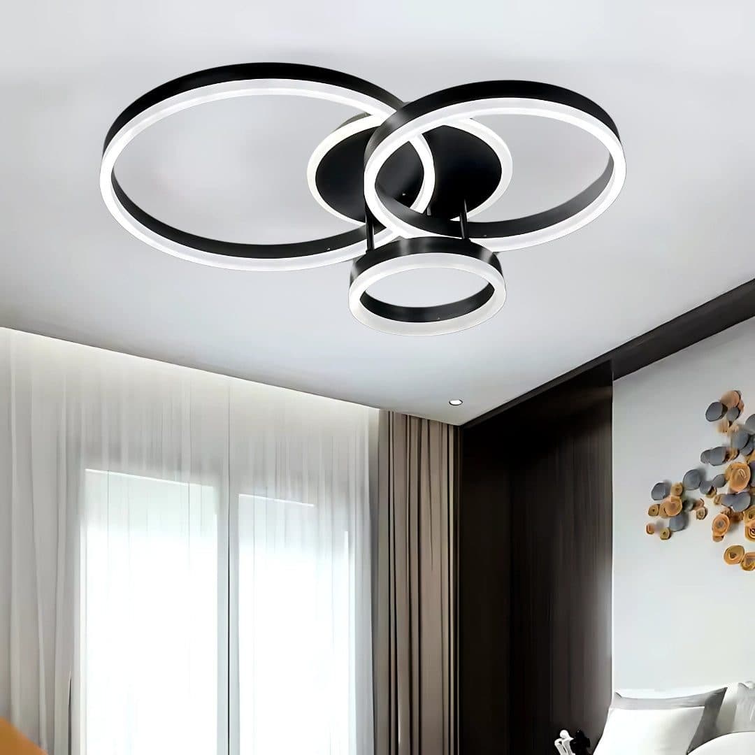 Lustra LED Flippy 68W 3 Cercuri Dimabila Negru — imagine 5