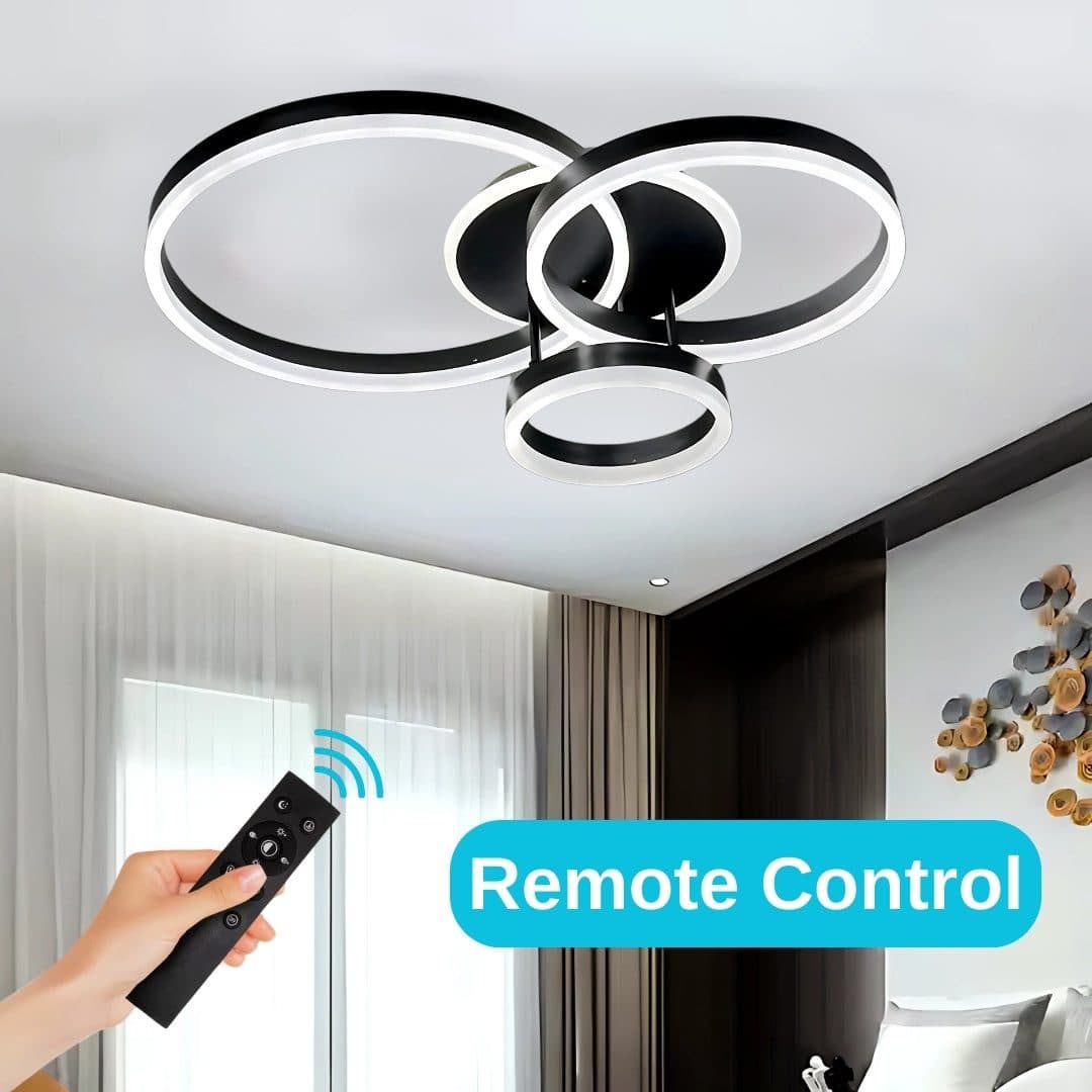 Lustra LED Flippy 68W 3 Cercuri Dimabila Negru — imagine 8